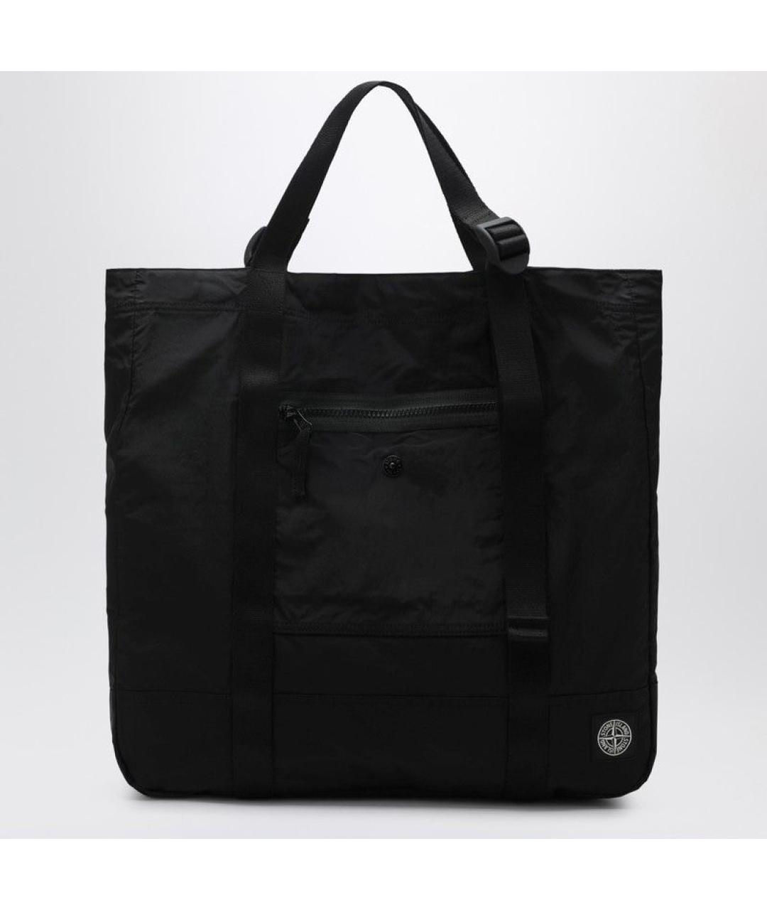 STONE ISLAND Черная синтетическая сумка тоут, фото 3