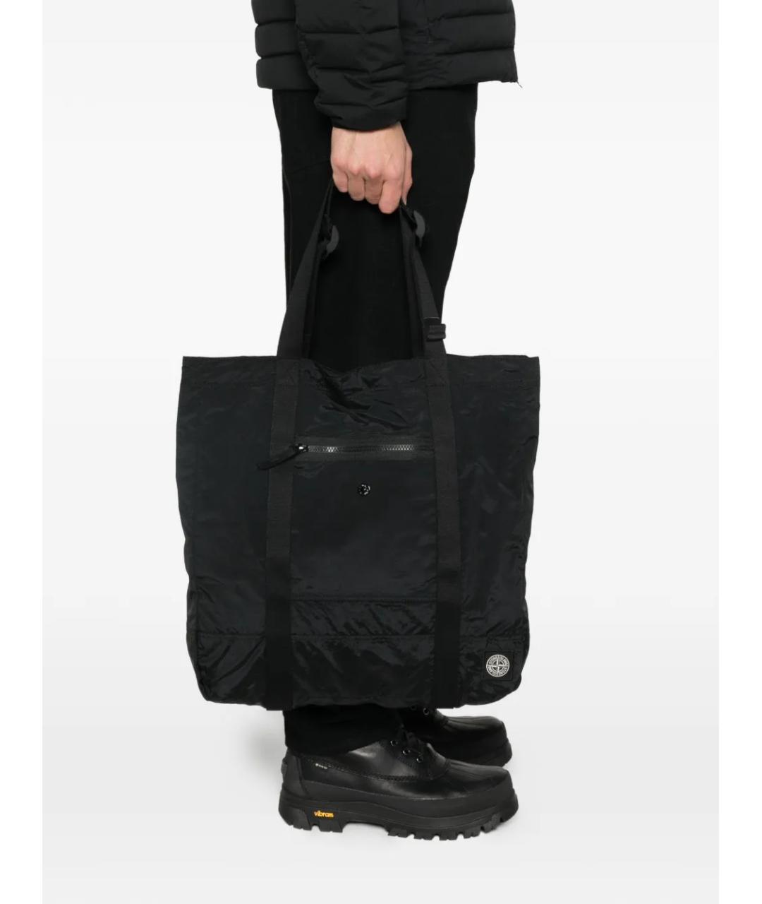 STONE ISLAND Черная синтетическая сумка тоут, фото 3