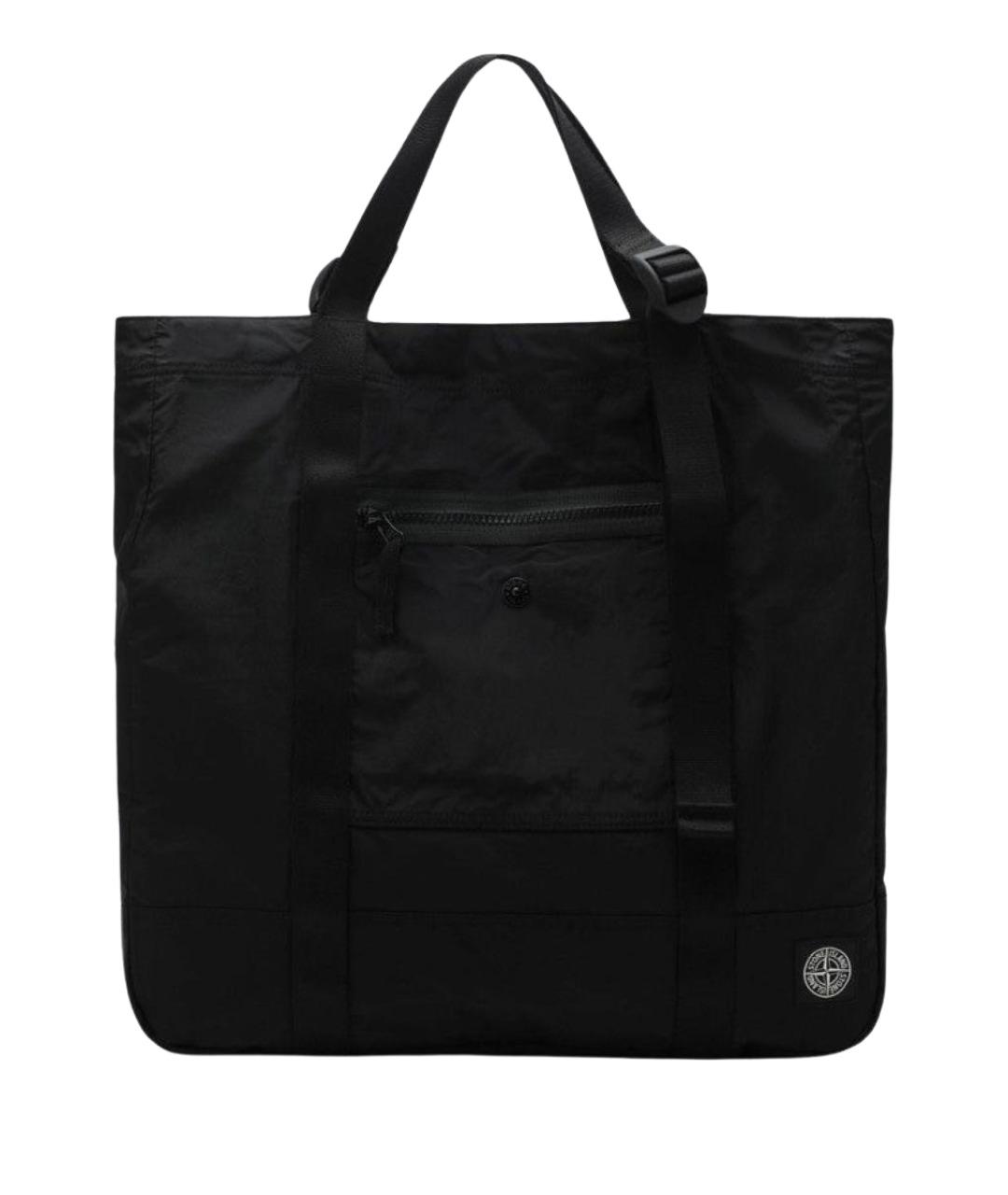 STONE ISLAND Черная синтетическая сумка тоут, фото 1