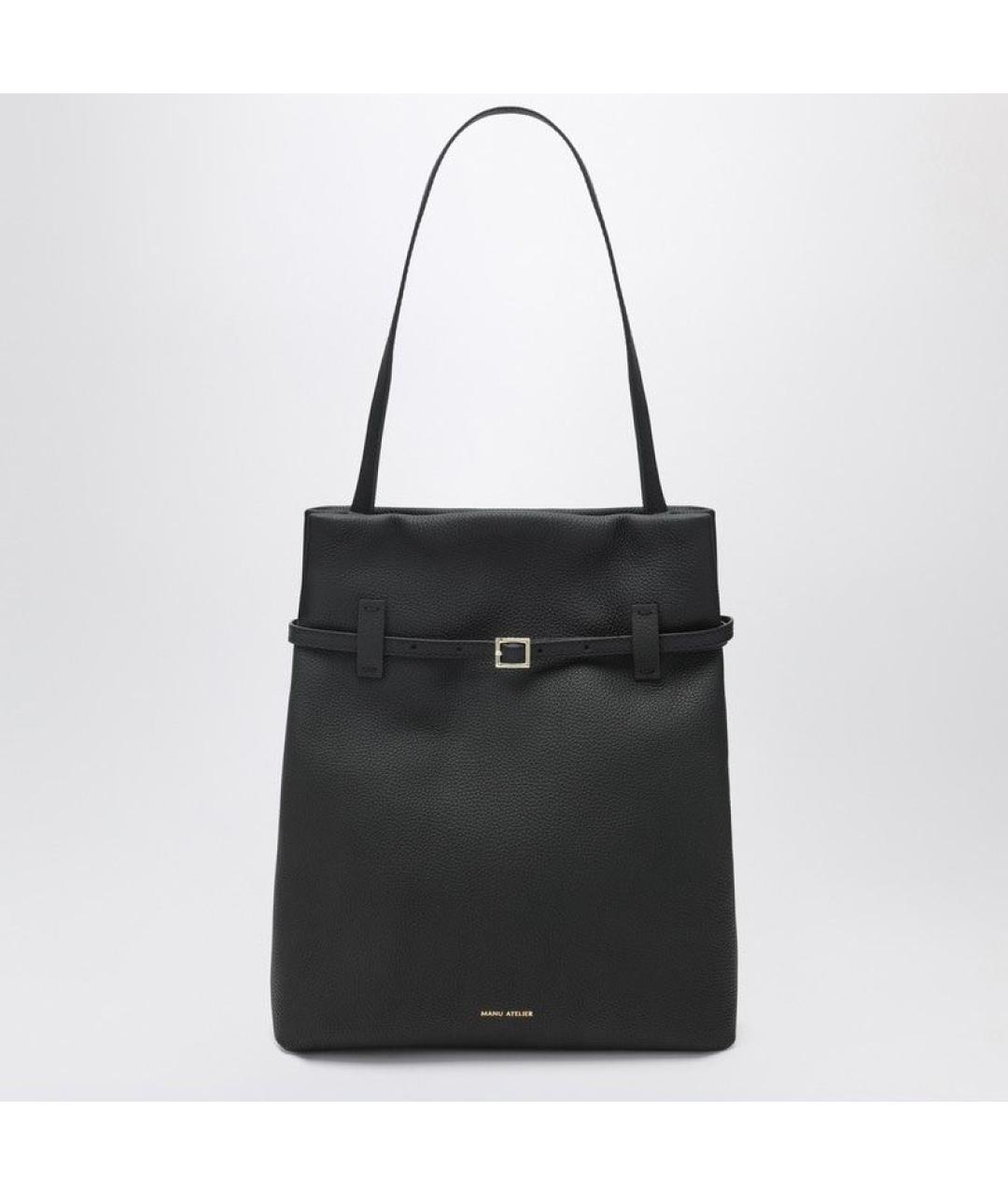 MANU ATELIER Черная кожаная сумка тоут, фото 3