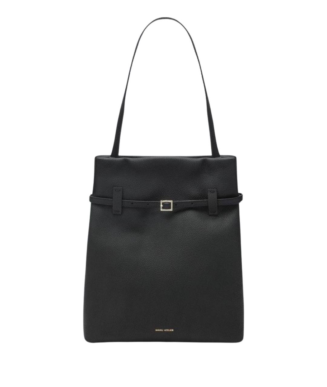 MANU ATELIER Черная кожаная сумка тоут, фото 1