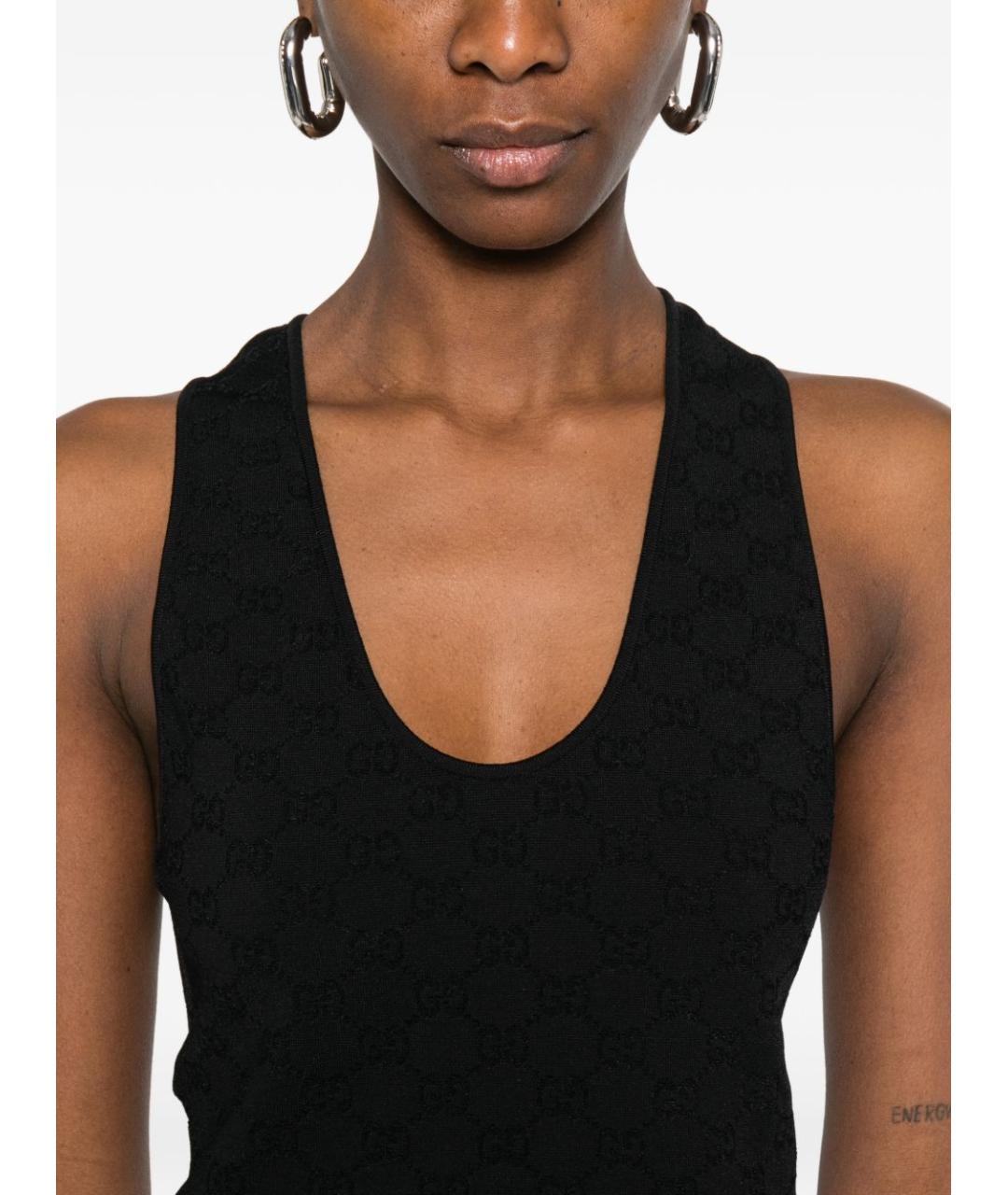 GUCCI Черная вискозная майка, фото 3