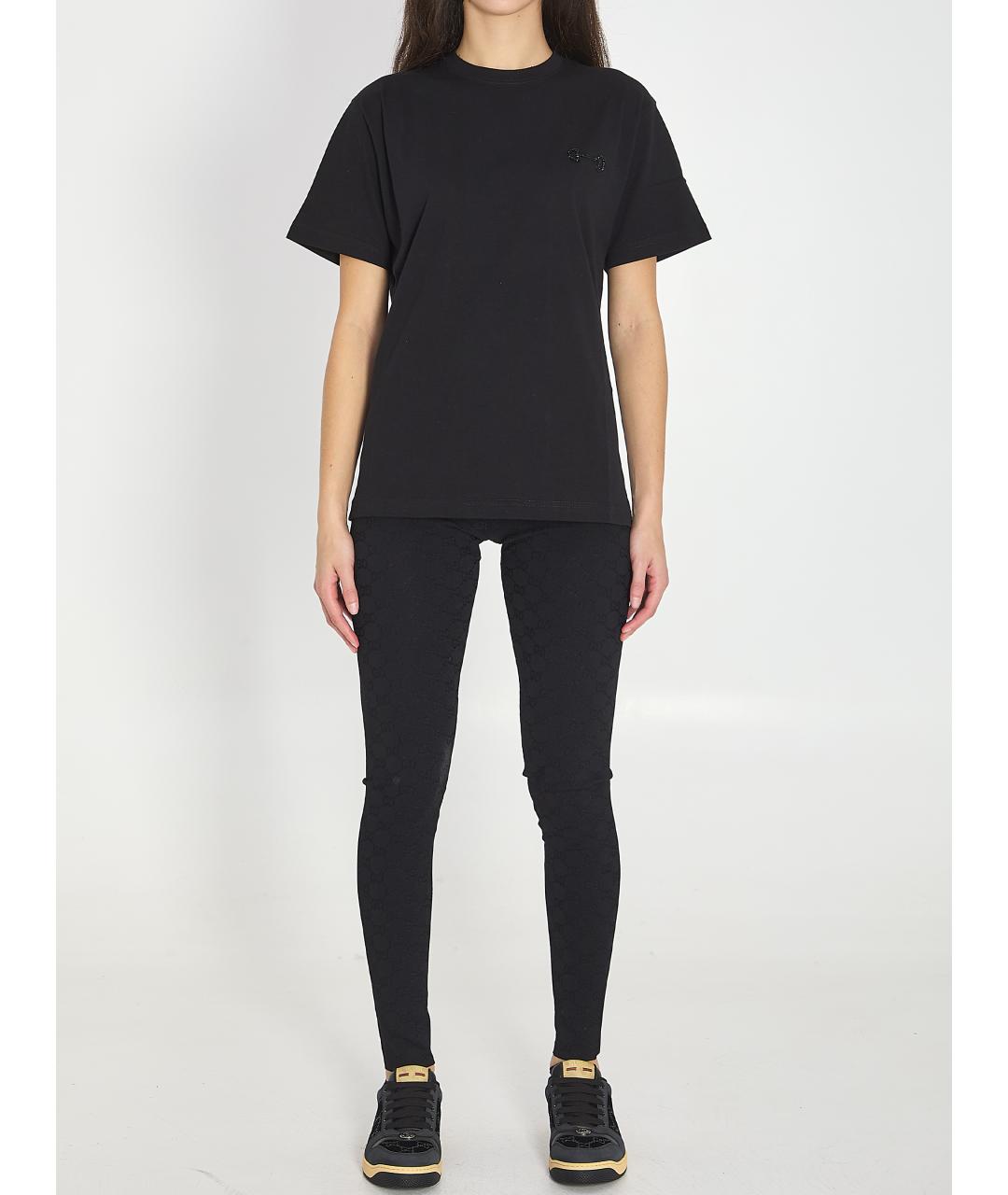 GUCCI Черная хлопковая футболка, фото 5