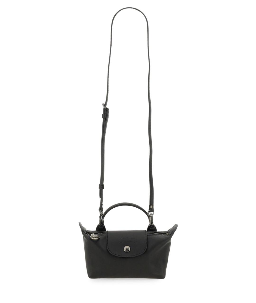 LONGCHAMP Черная кожаная сумка с короткими ручками, фото 3