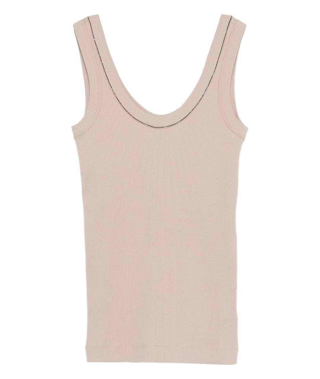 BRUNELLO CUCINELLI Бежевая хлопковая майка, фото 1