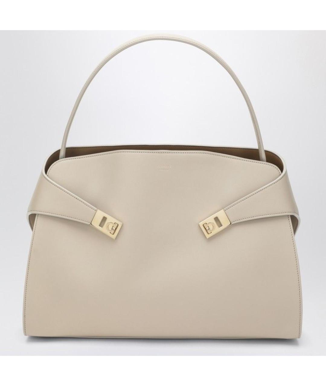 FERRAGAMO Бежевая кожаная сумка тоут, фото 3