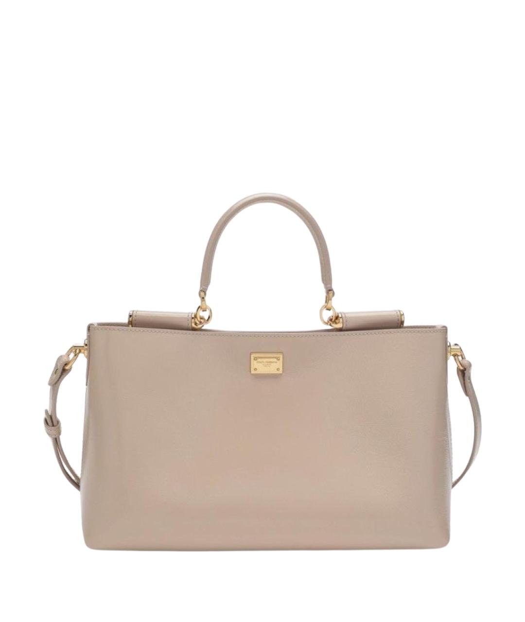 DOLCE&GABBANA Бежевая кожаная сумка тоут, фото 1