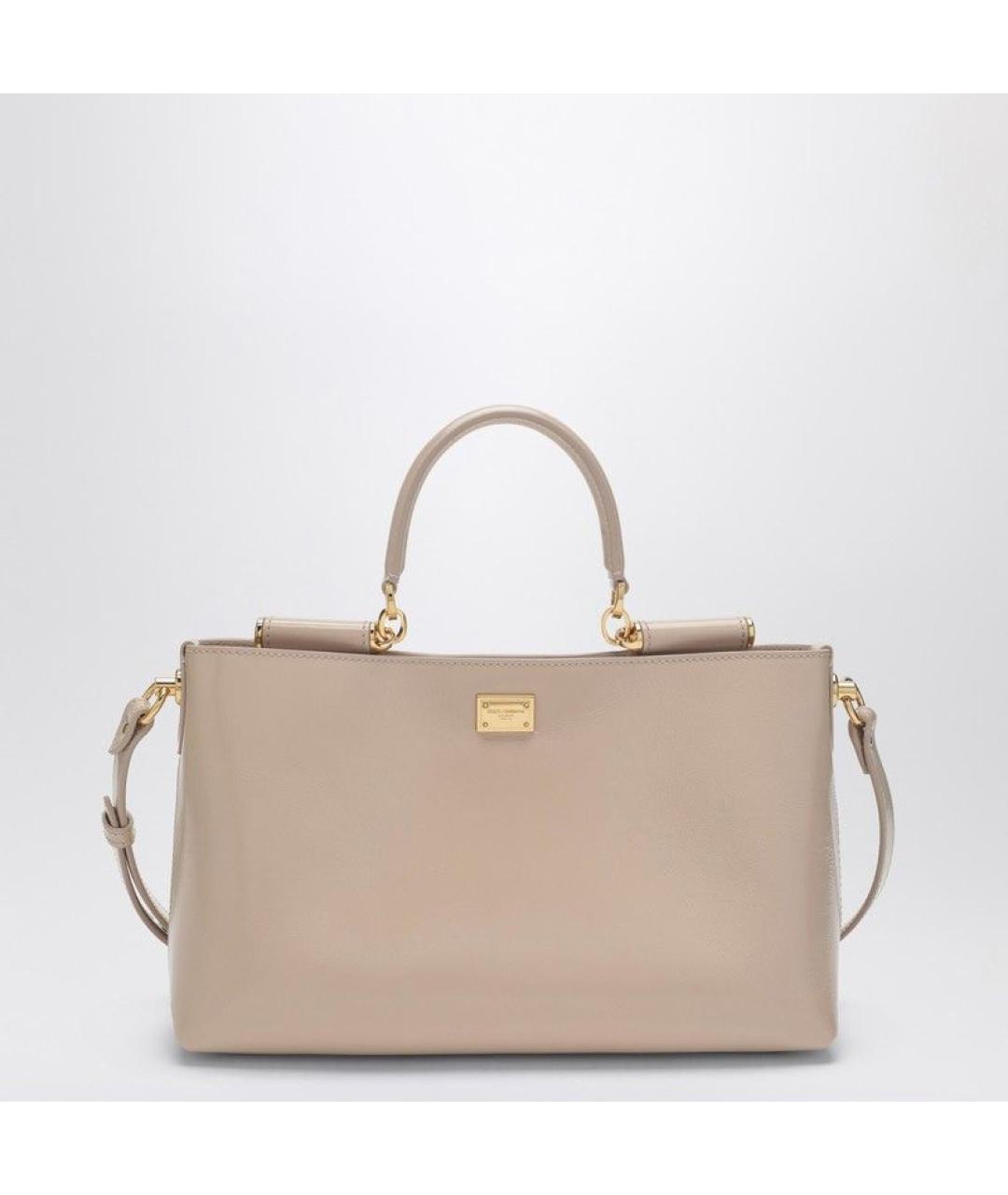 DOLCE&GABBANA Бежевая кожаная сумка тоут, фото 3