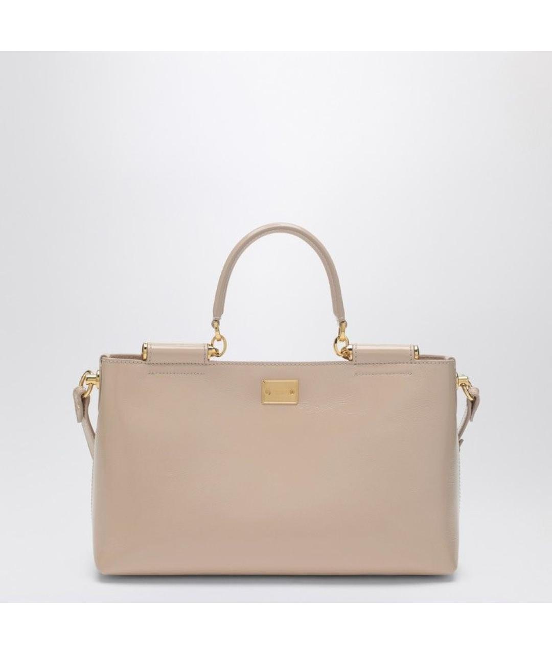 DOLCE&GABBANA Бежевая кожаная сумка тоут, фото 2