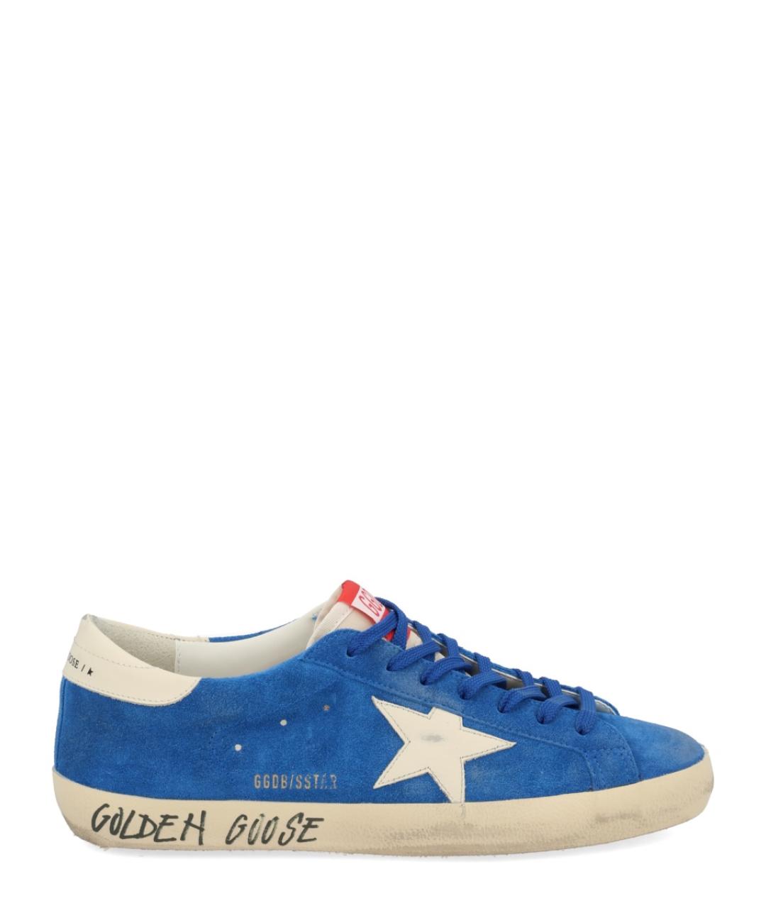 GOLDEN GOOSE DELUXE BRAND Синие замшевые низкие кроссовки / кеды, фото 1