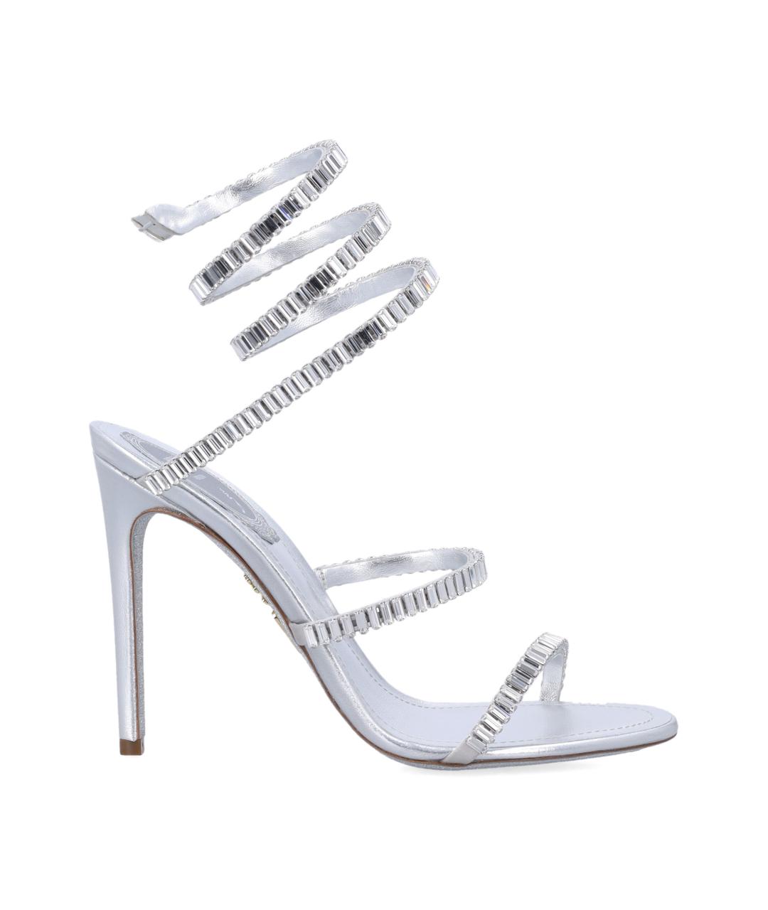 RENE CAOVILLA Серебряные кожаные босоножки, фото 1