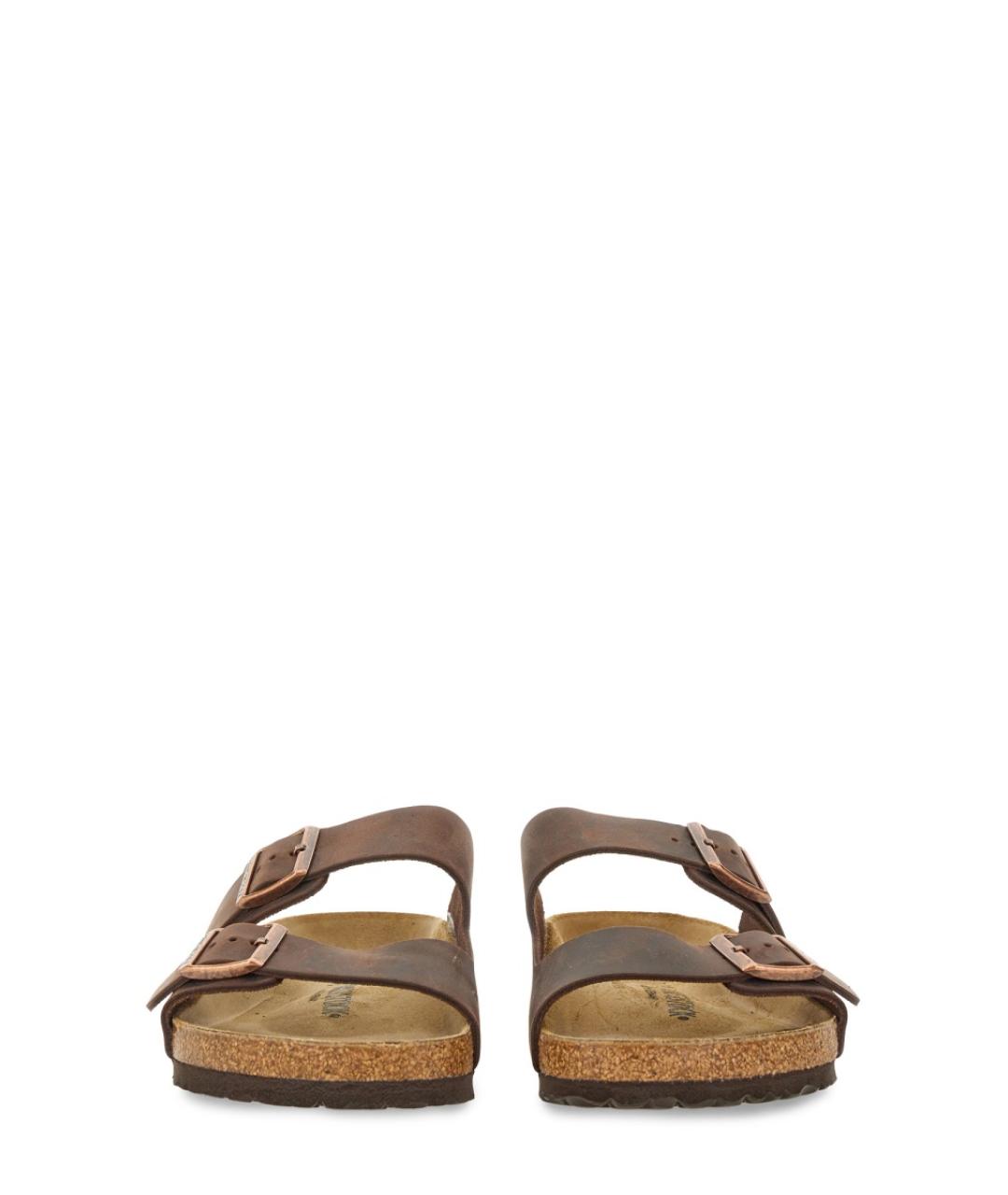 BIRKENSTOCK Коричневые кожаные шлепанцы, фото 4