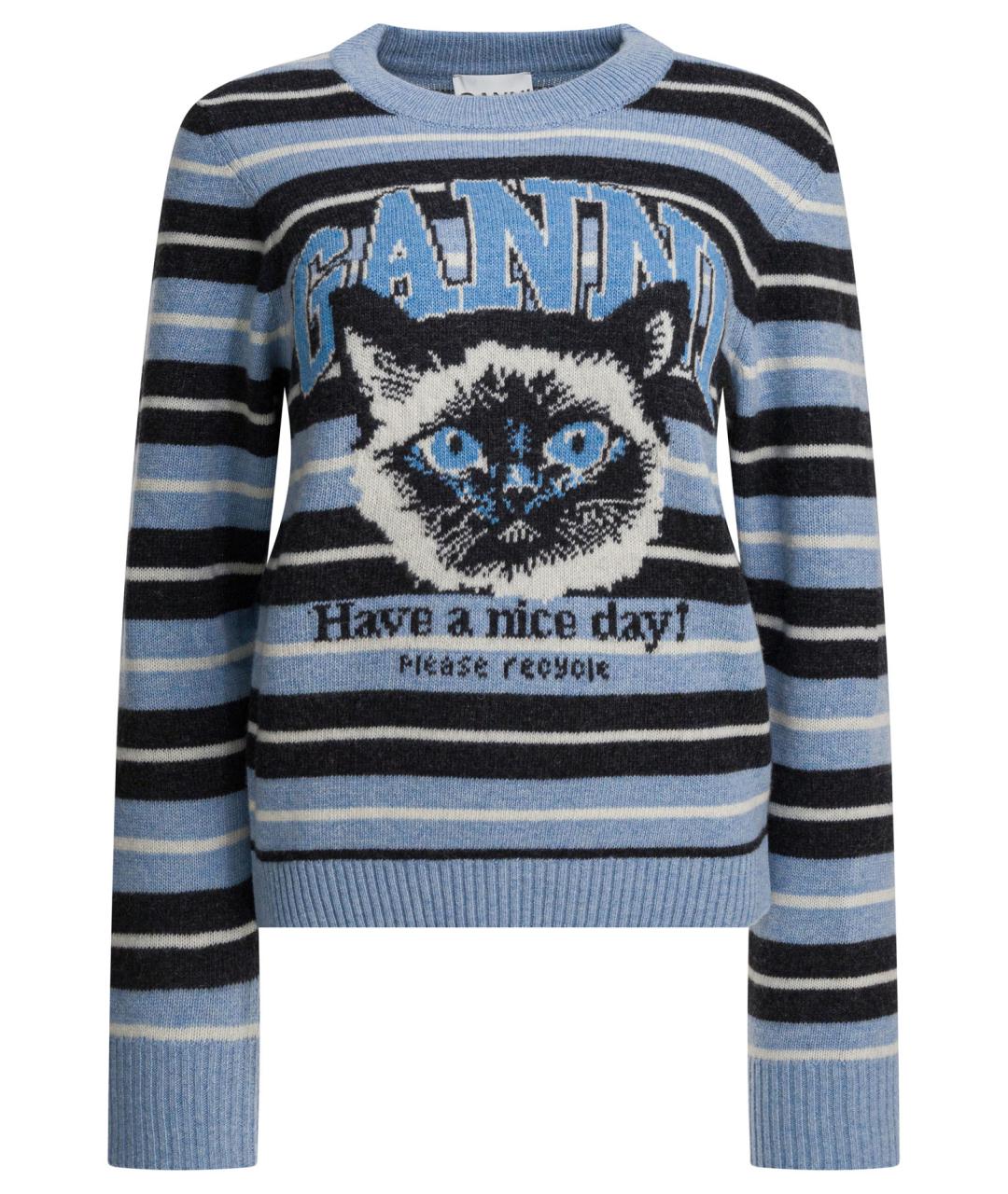 GANNI Голубой шерстяной джемпер / свитер, фото 1