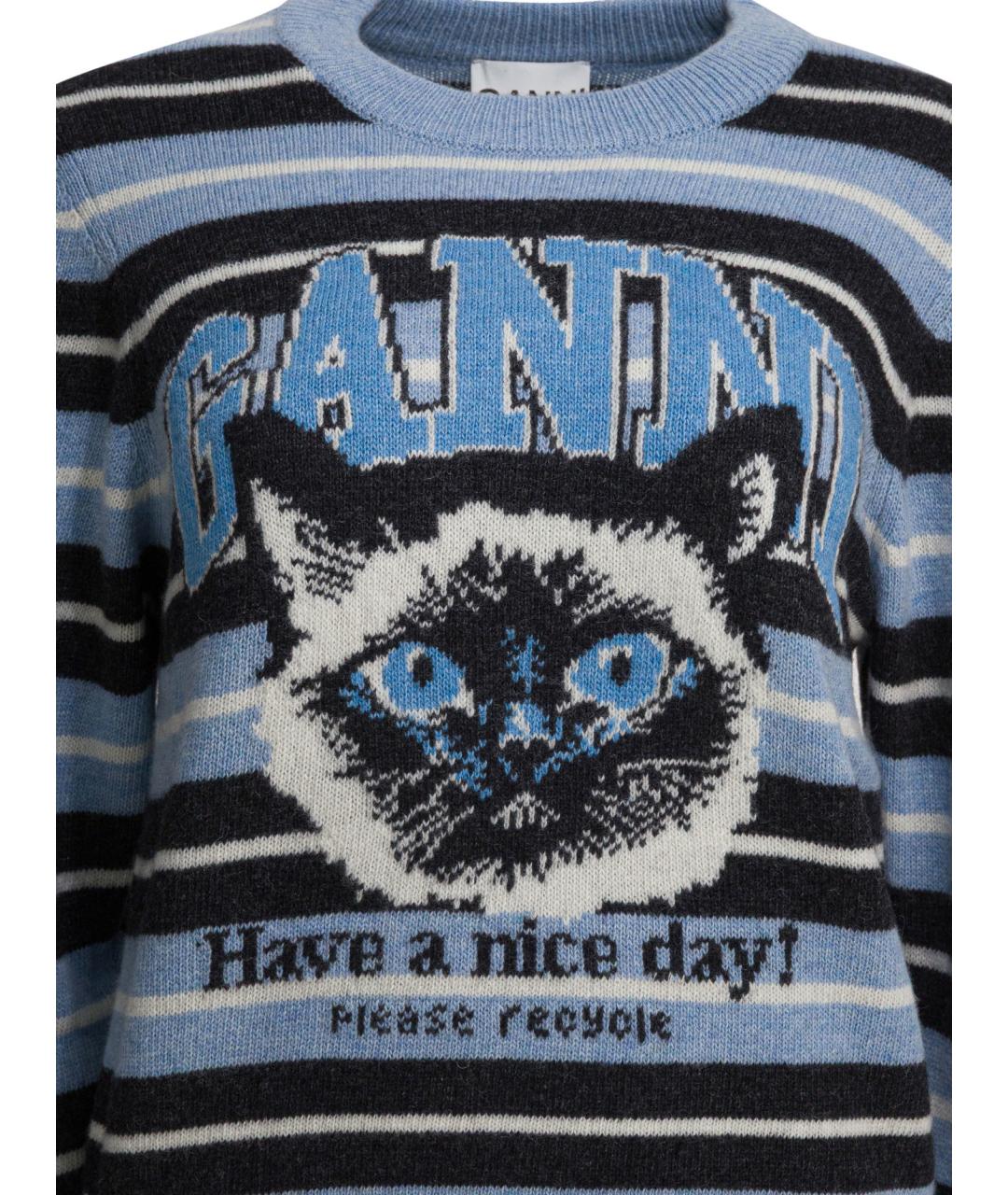 GANNI Голубой шерстяной джемпер / свитер, фото 3