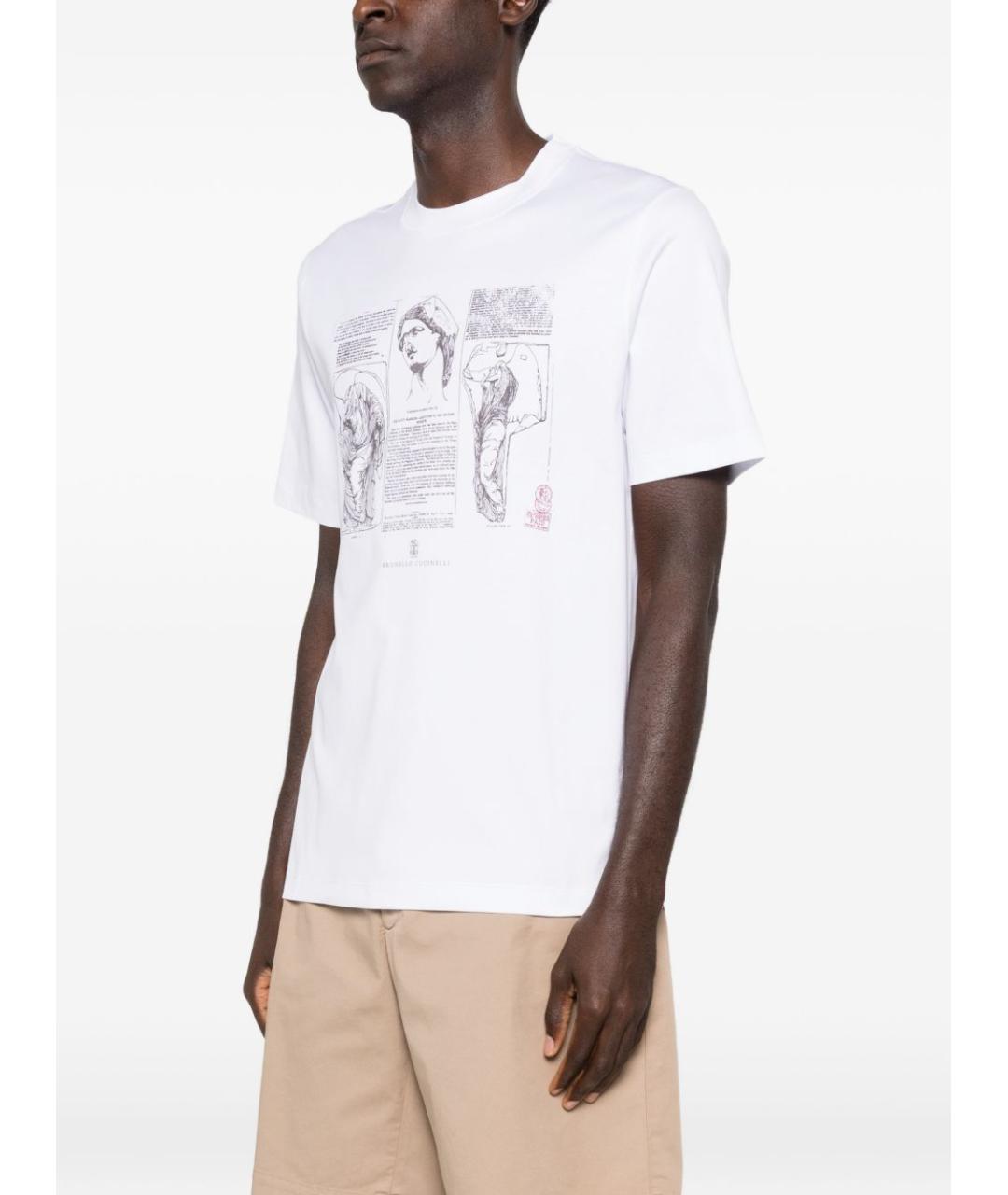 BRUNELLO CUCINELLI Белая хлопковая футболка, фото 3