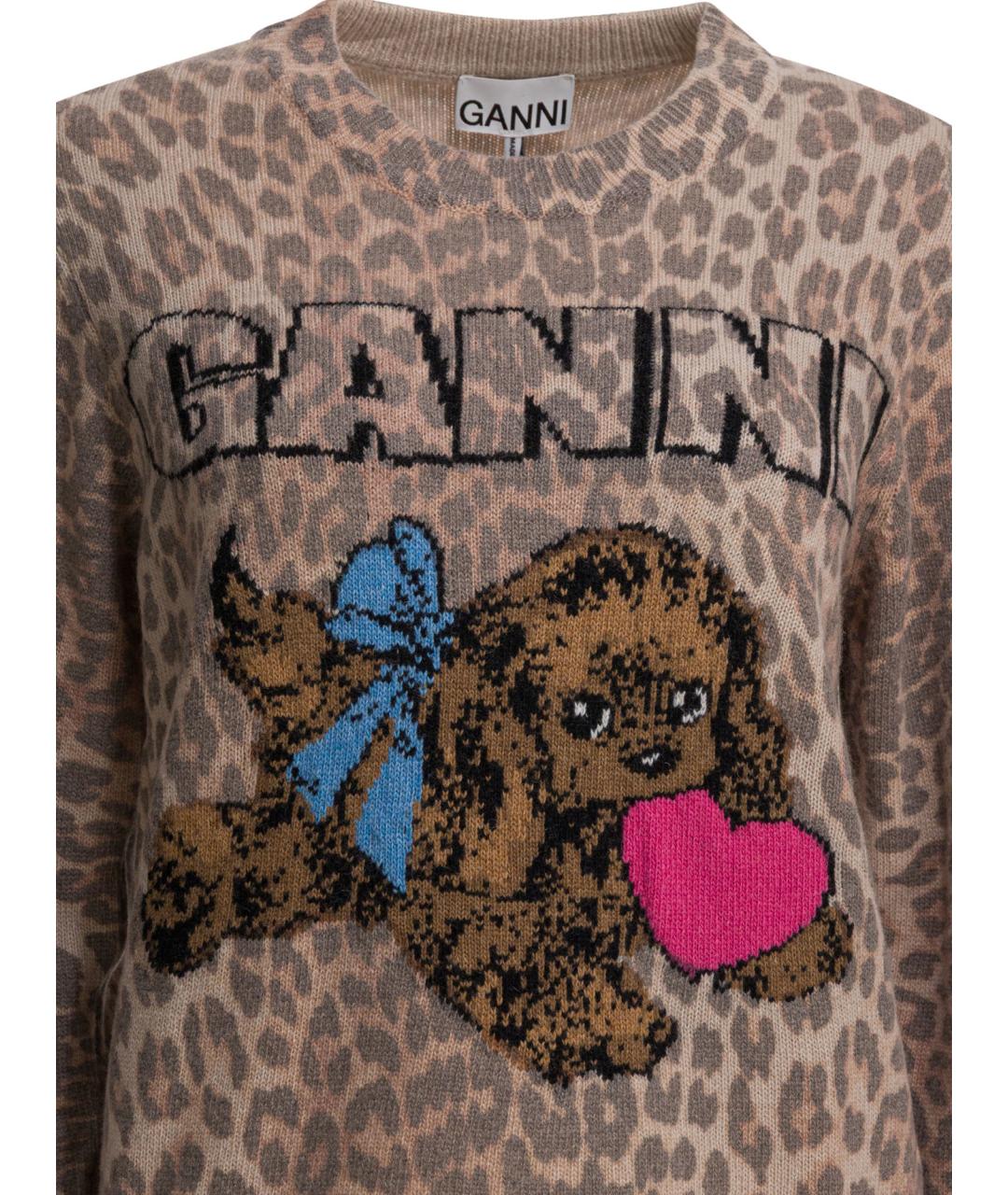 GANNI Коричневый шерстяной джемпер / свитер, фото 3