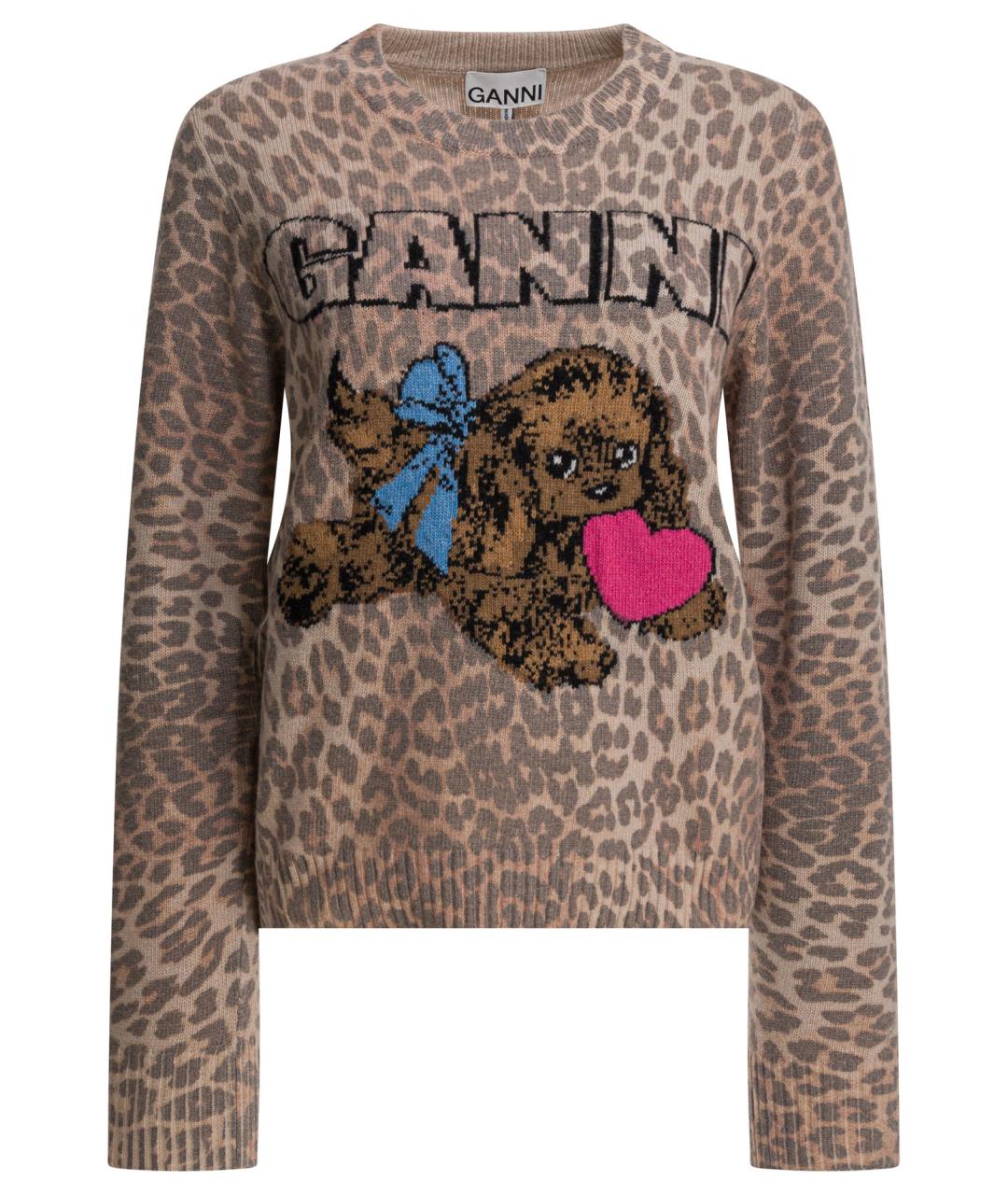 GANNI Коричневый шерстяной джемпер / свитер, фото 1