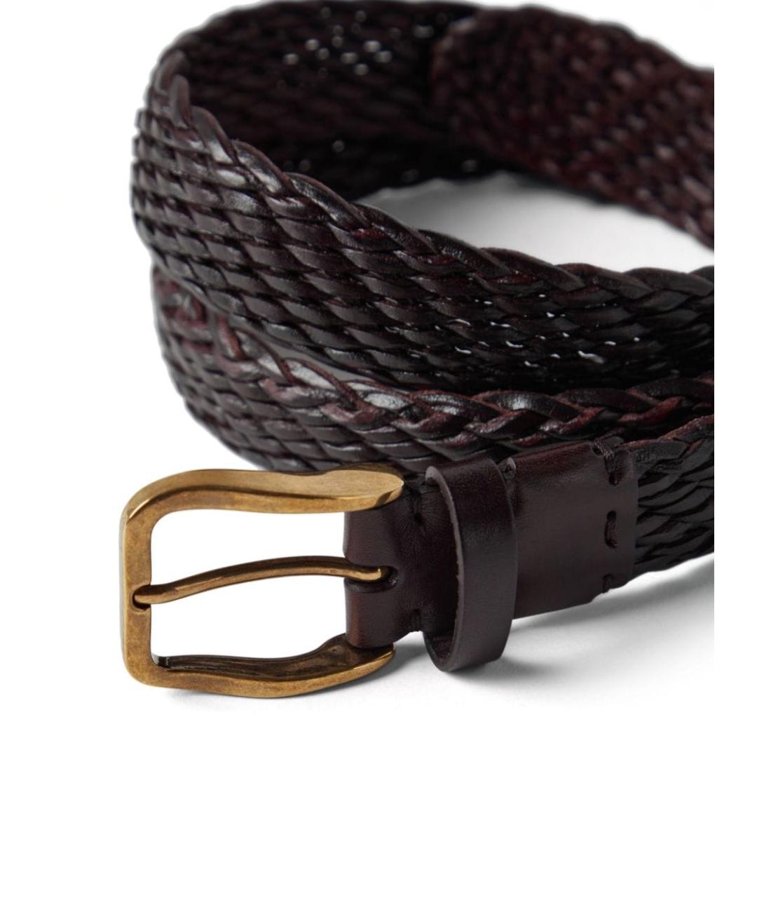 BRUNELLO CUCINELLI Коричневый кожаный ремень, фото 3