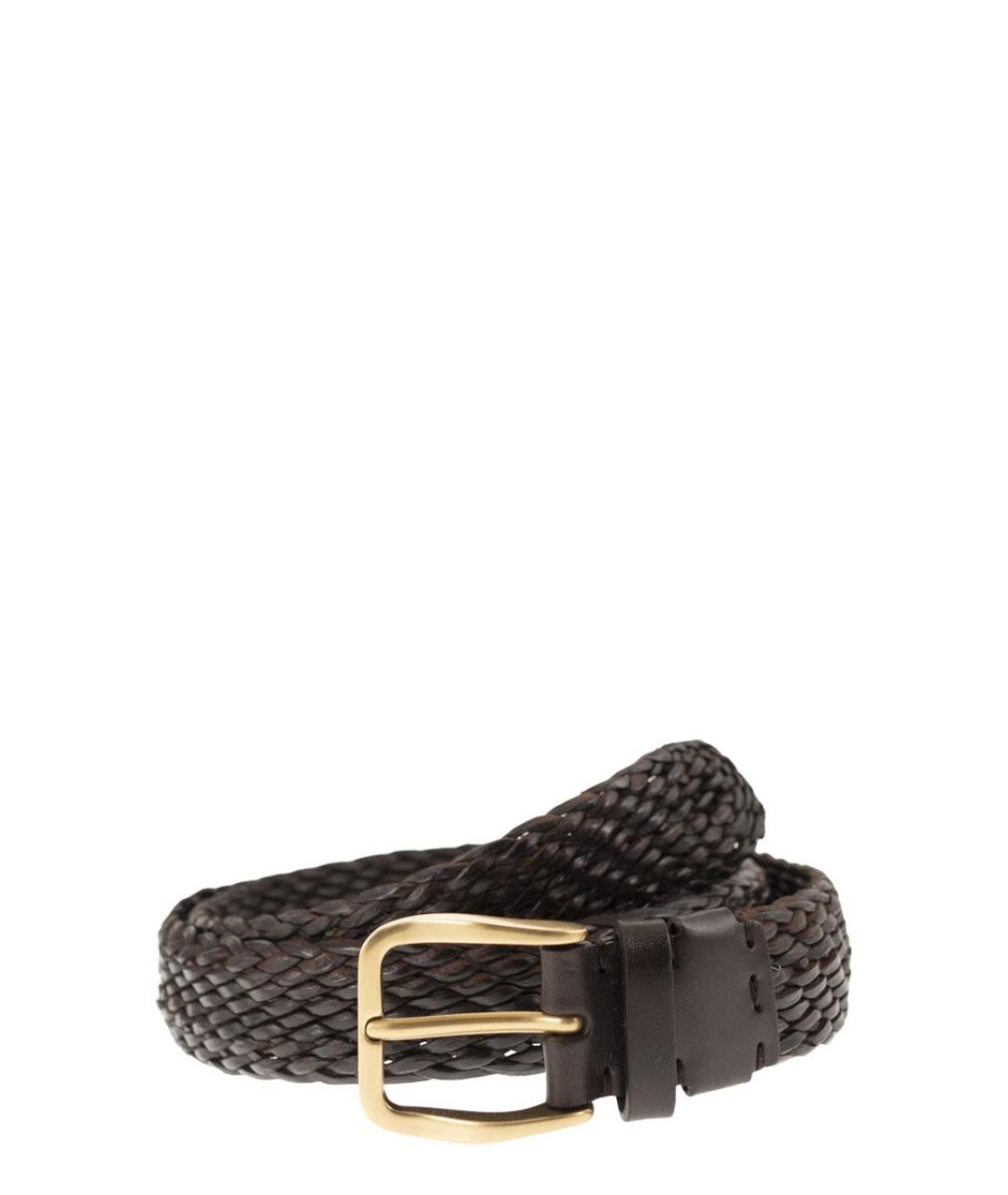 BRUNELLO CUCINELLI Коричневый кожаный ремень, фото 1