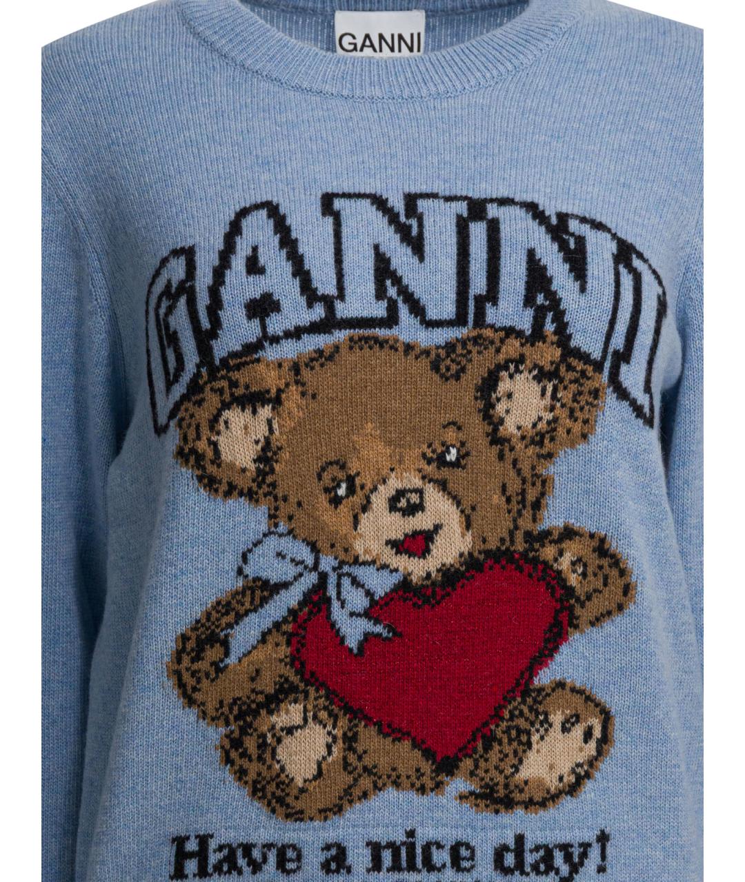 GANNI Синий шерстяной джемпер / свитер, фото 3