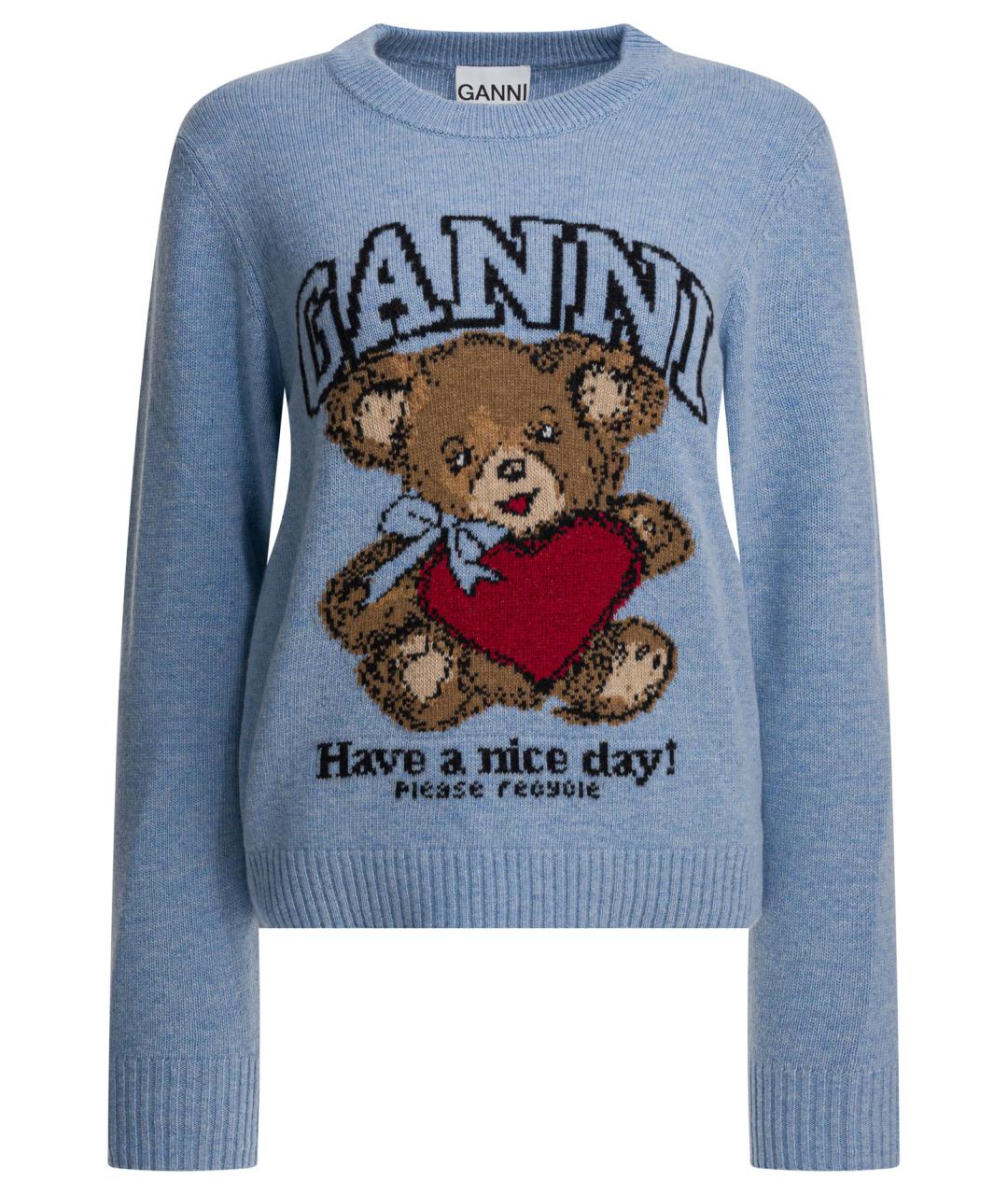 GANNI Синий шерстяной джемпер / свитер, фото 1