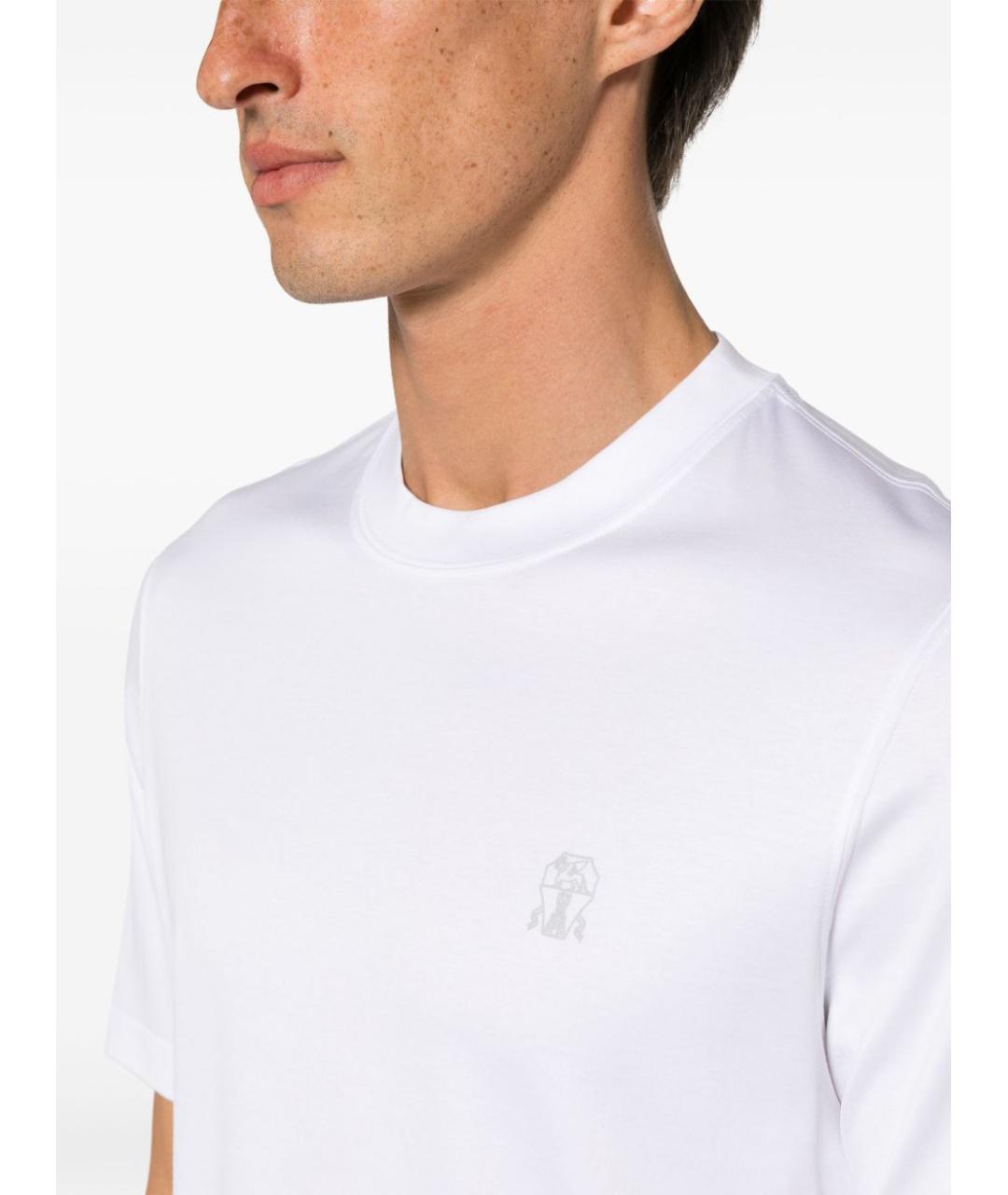 BRUNELLO CUCINELLI Белая хлопковая футболка, фото 2
