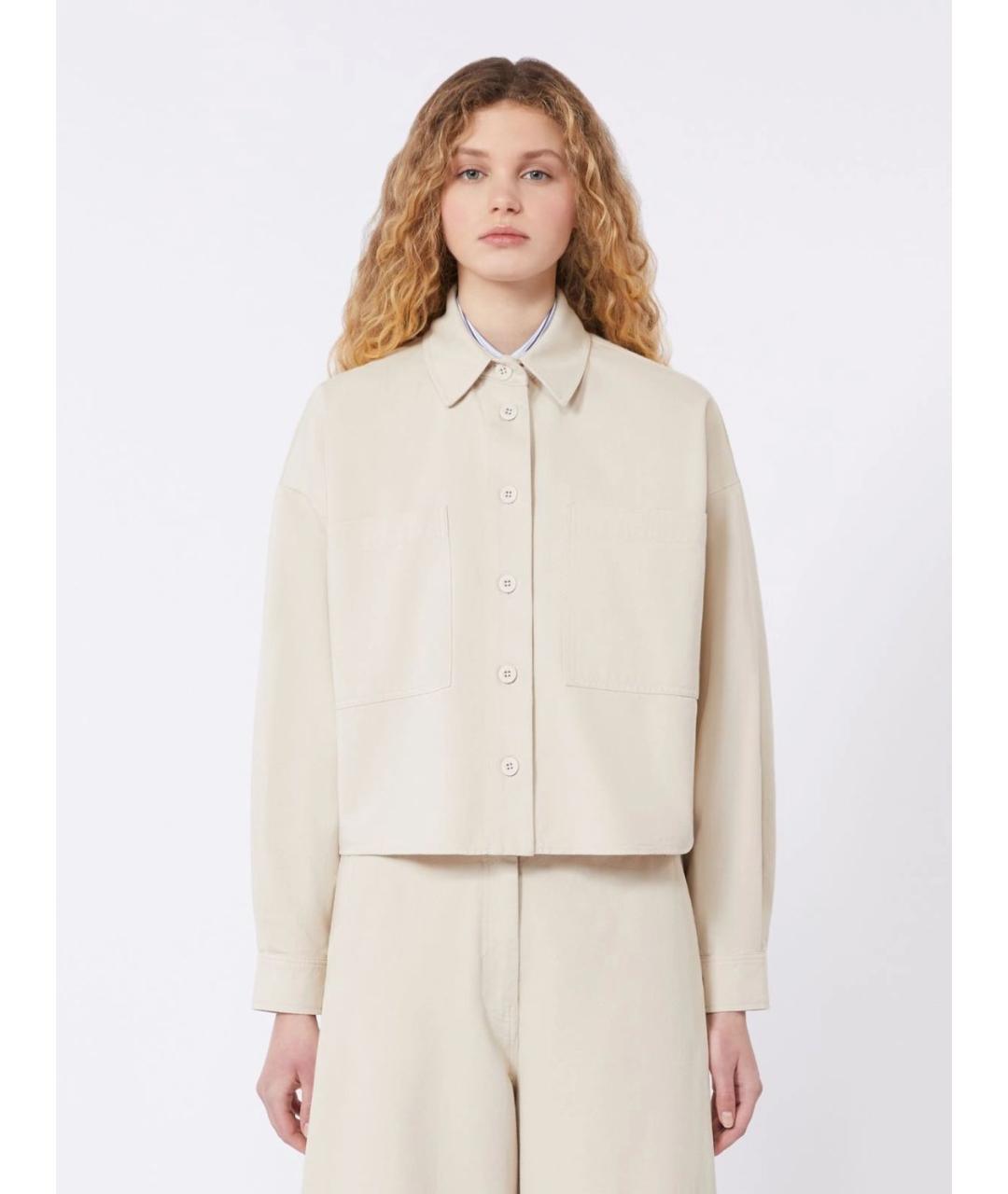 WEEKEND MAX MARA Бежевая хлопковая рубашка, фото 5