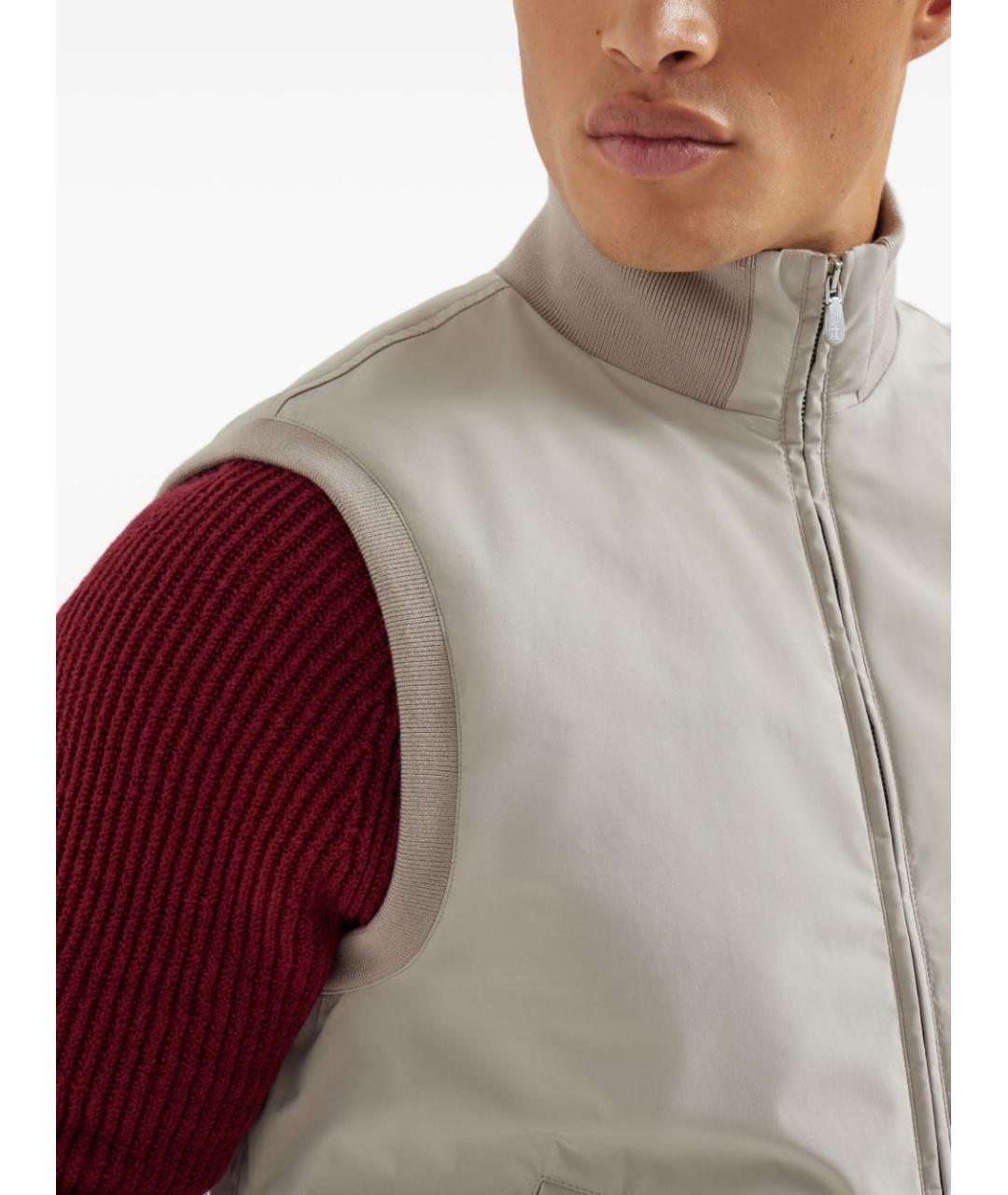 BRUNELLO CUCINELLI Бежевый полиэстеровый жилет, фото 3