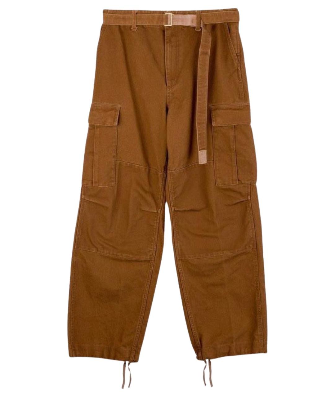 SACAI Бежевые хлопковые прямые брюки, фото 1