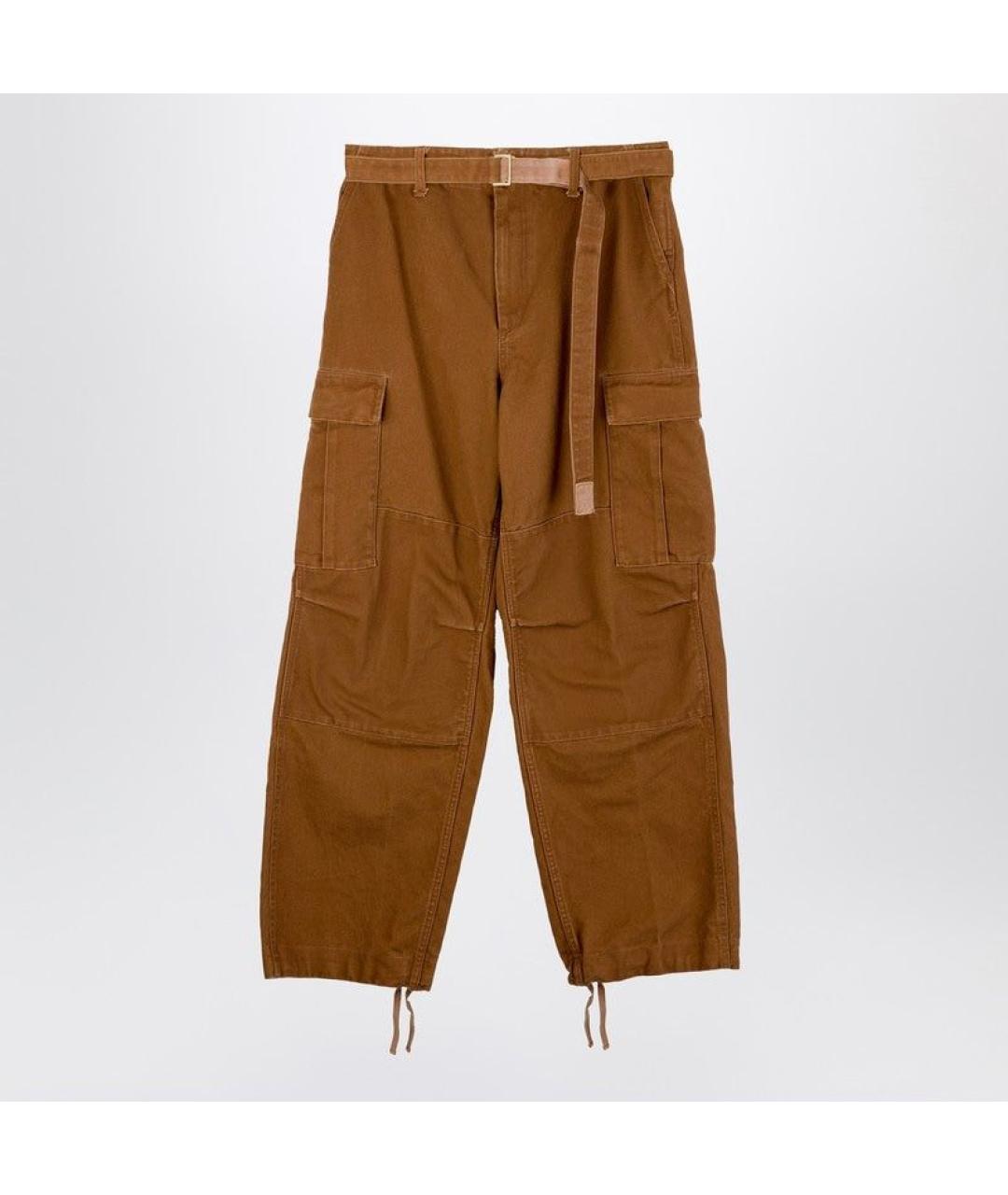 SACAI Бежевые хлопковые прямые брюки, фото 3