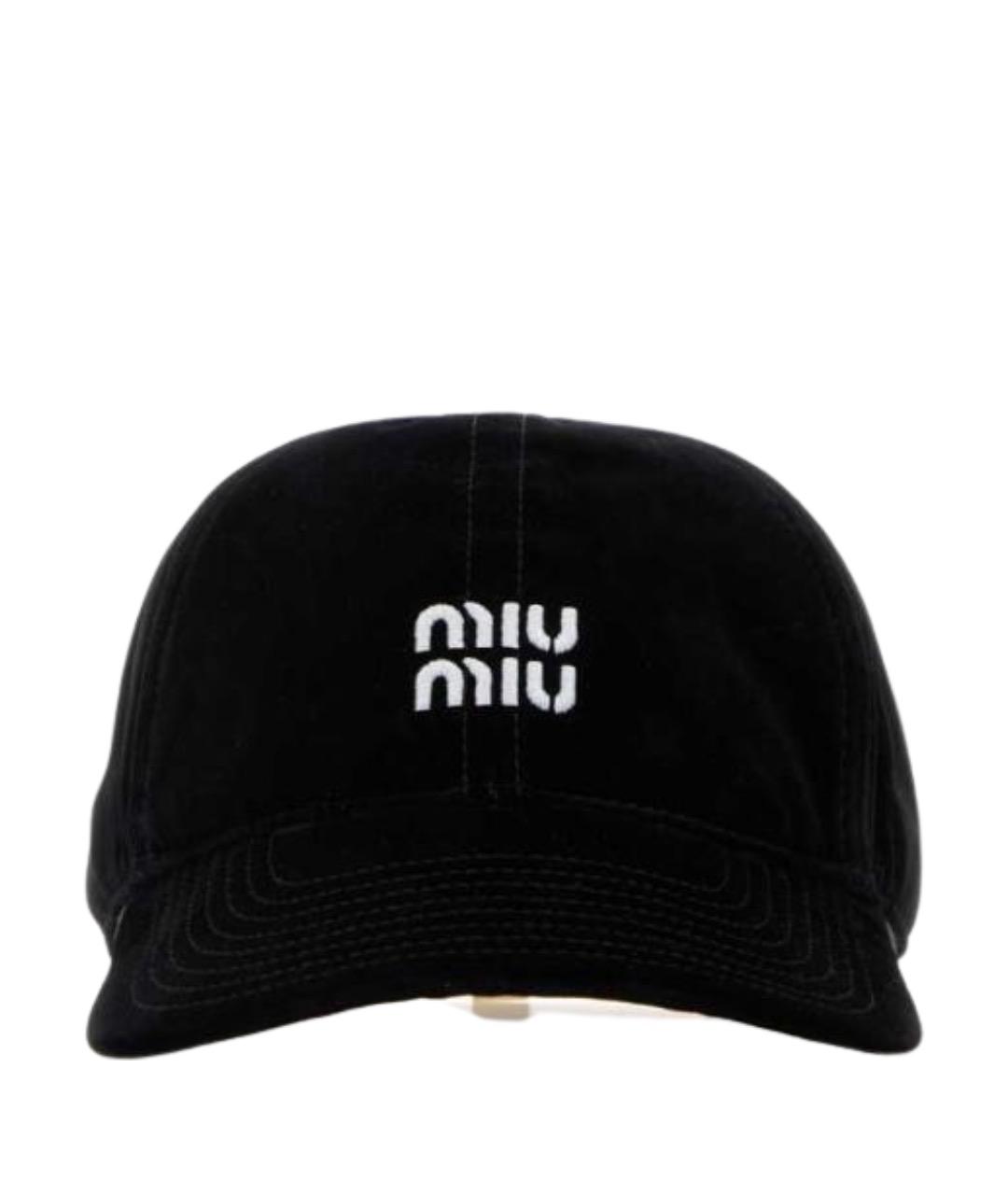 MIU MIU Черная хлопковая кепка, фото 1