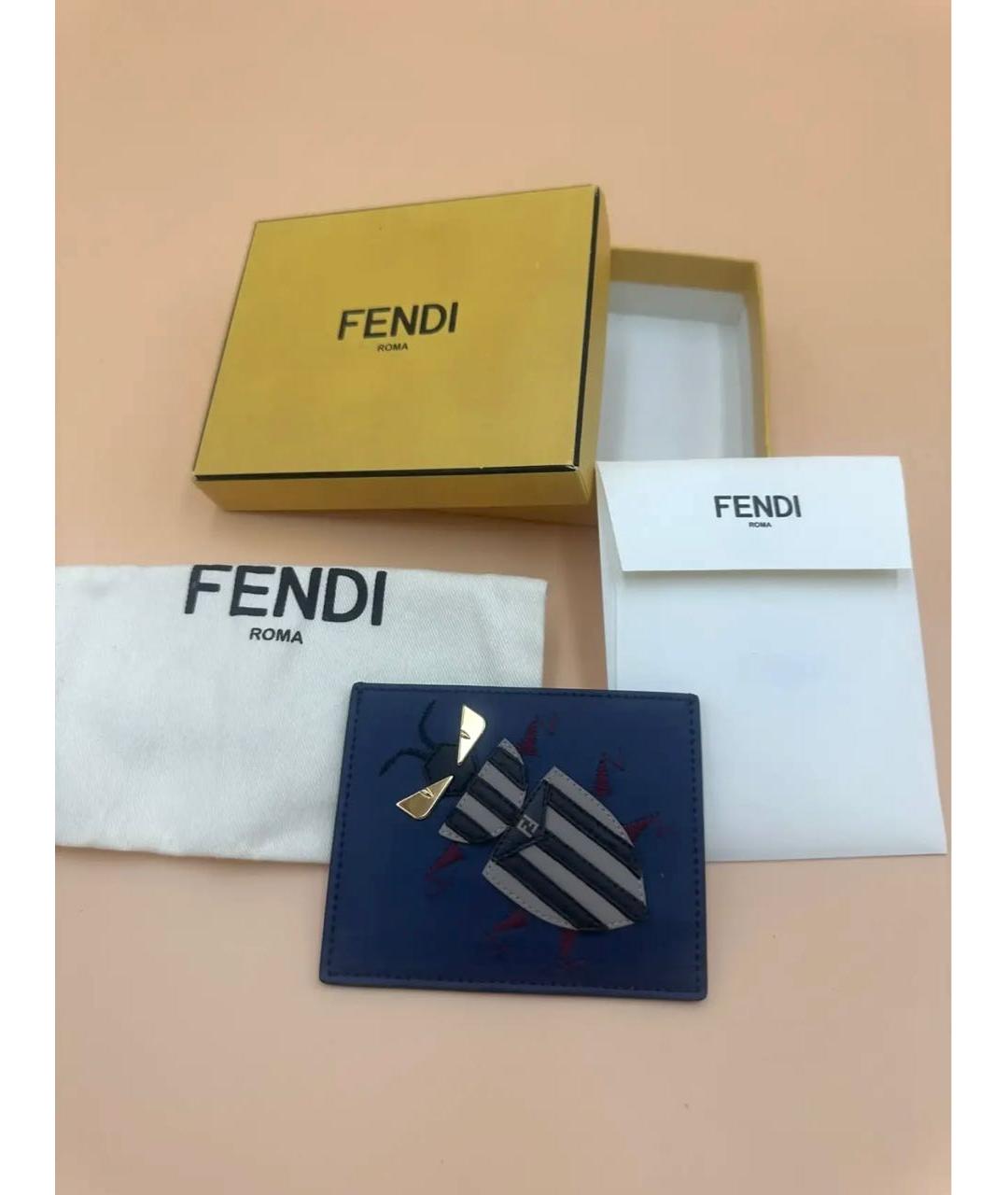 FENDI Синий кожаный кардхолдер, фото 2