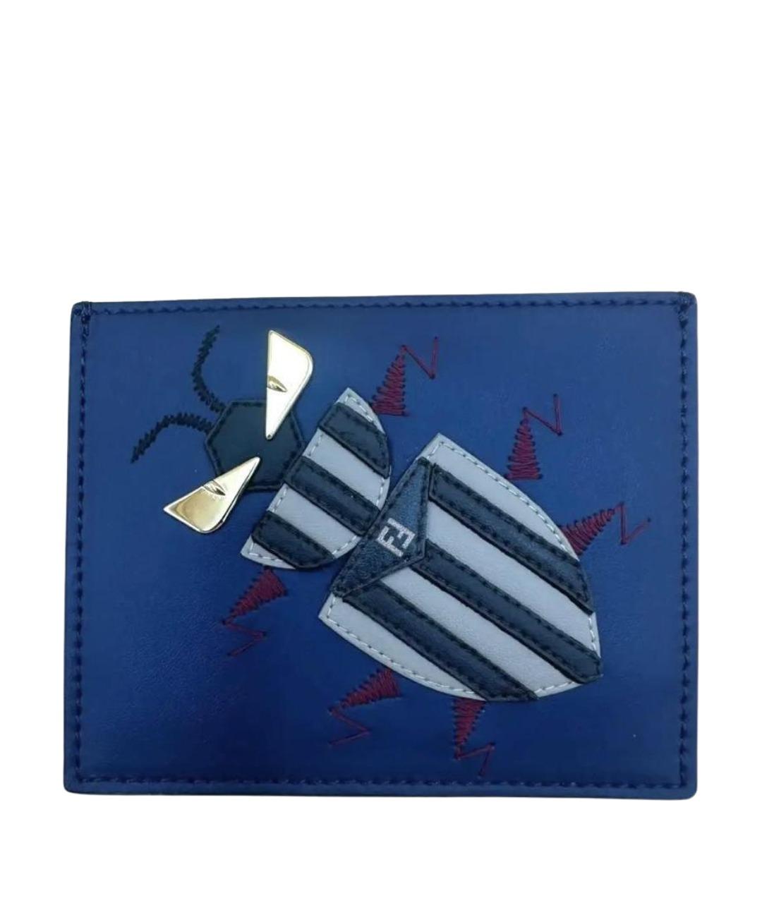 FENDI Синий кожаный кардхолдер, фото 1