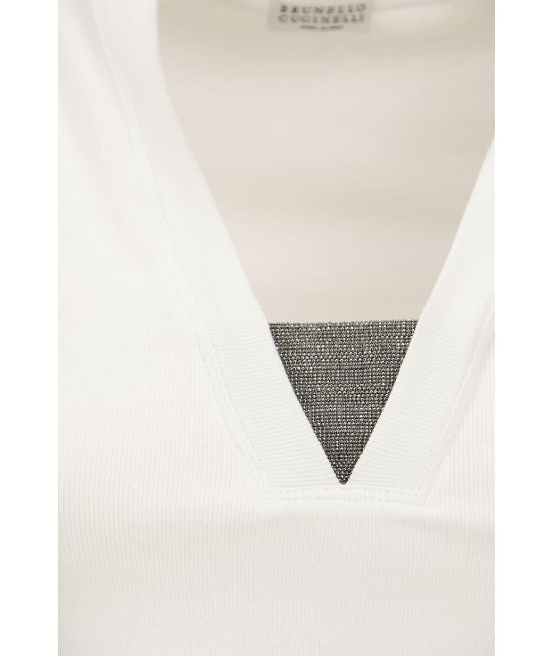 BRUNELLO CUCINELLI Белая хлопковая майка, фото 4