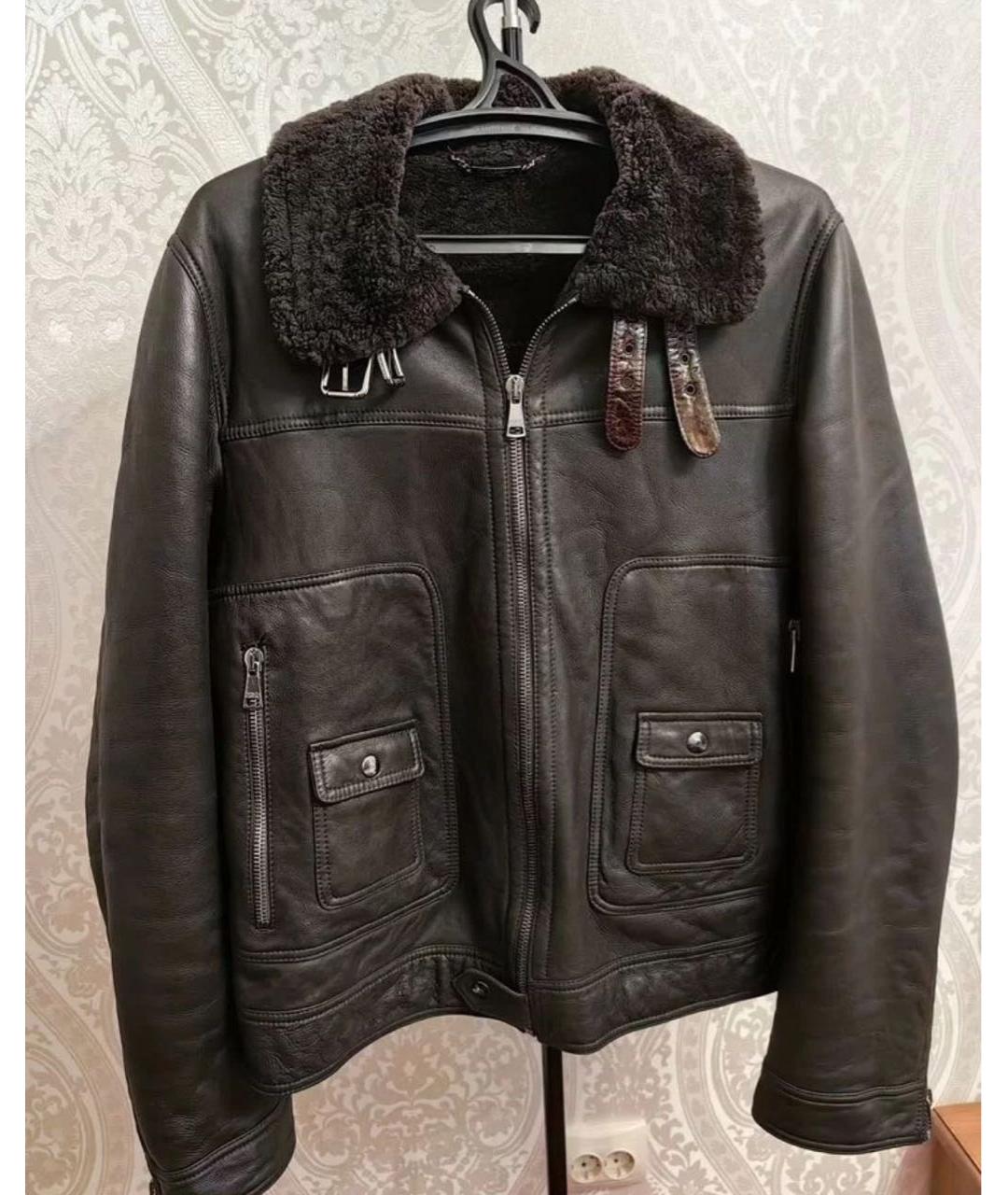 DOLCE&GABBANA Коричневая кожаная дубленка/шуба, фото 5