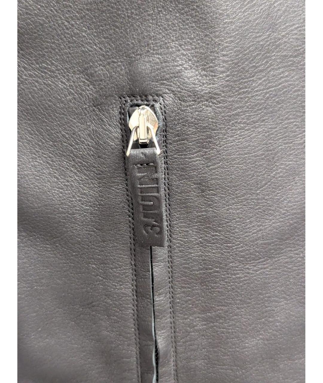 3JUIN Черные кожаные ботфорты, фото 8