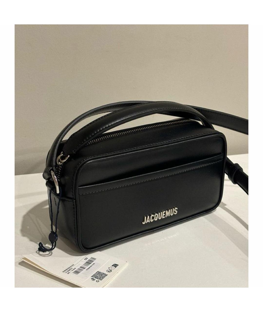 JACQUEMUS Черная кожаная сумка с короткими ручками, фото 6