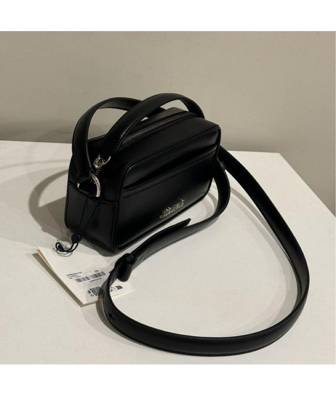 JACQUEMUS Черная кожаная сумка с короткими ручками, фото 5