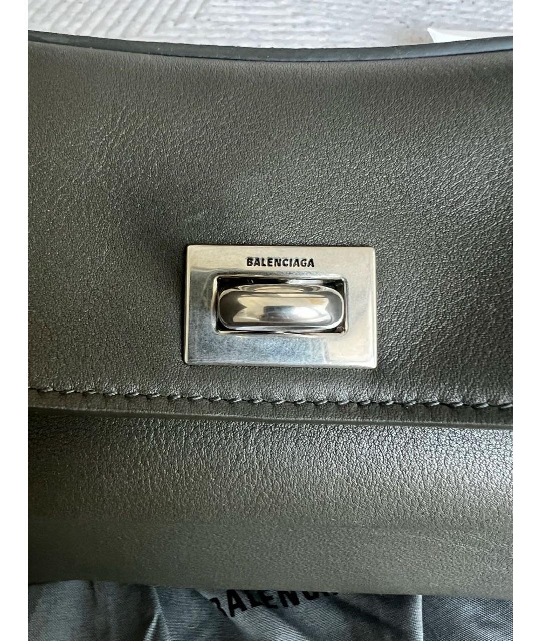 BALENCIAGA Хаки кожаная сумка через плечо, фото 6