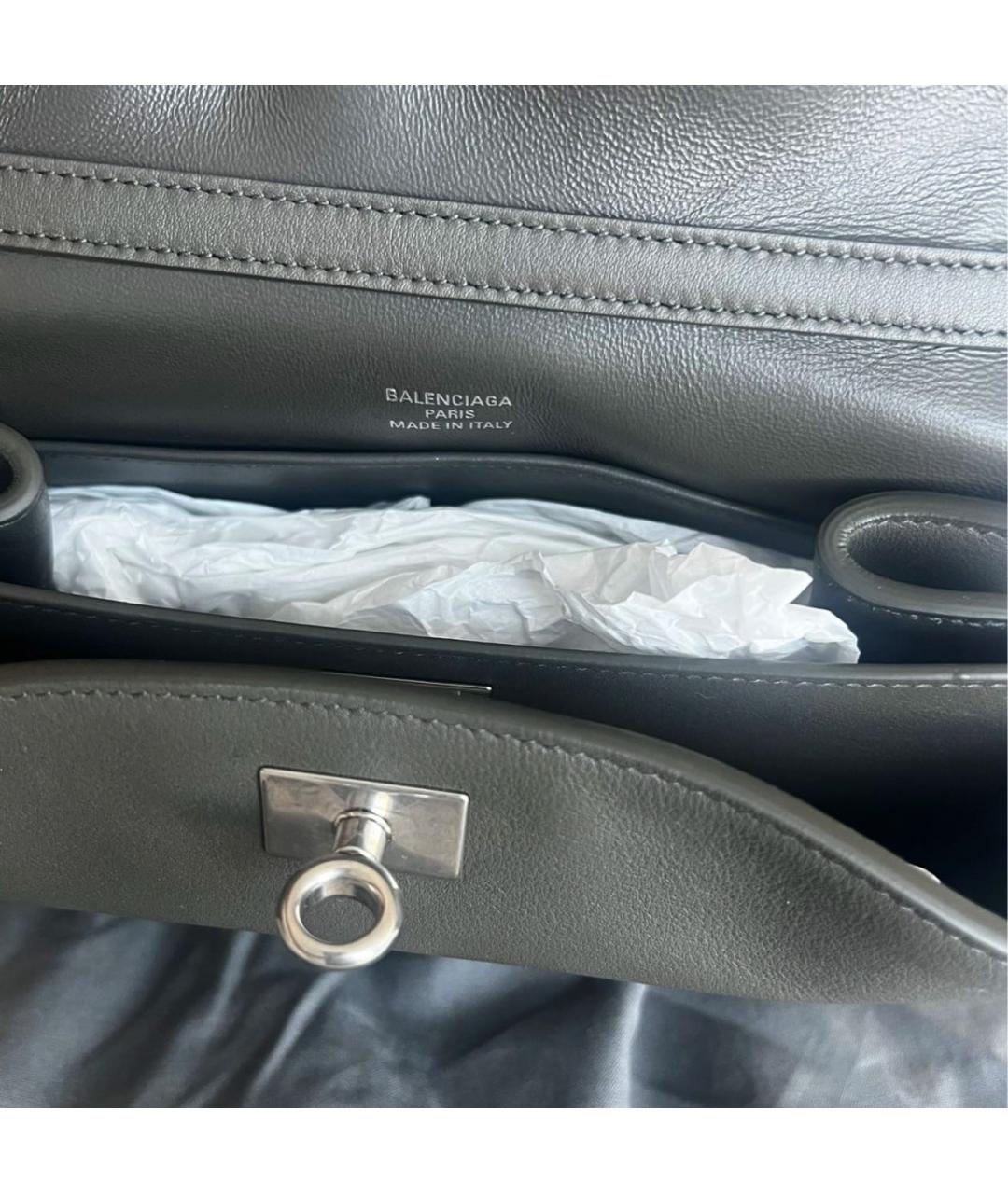 BALENCIAGA Хаки кожаная сумка через плечо, фото 5