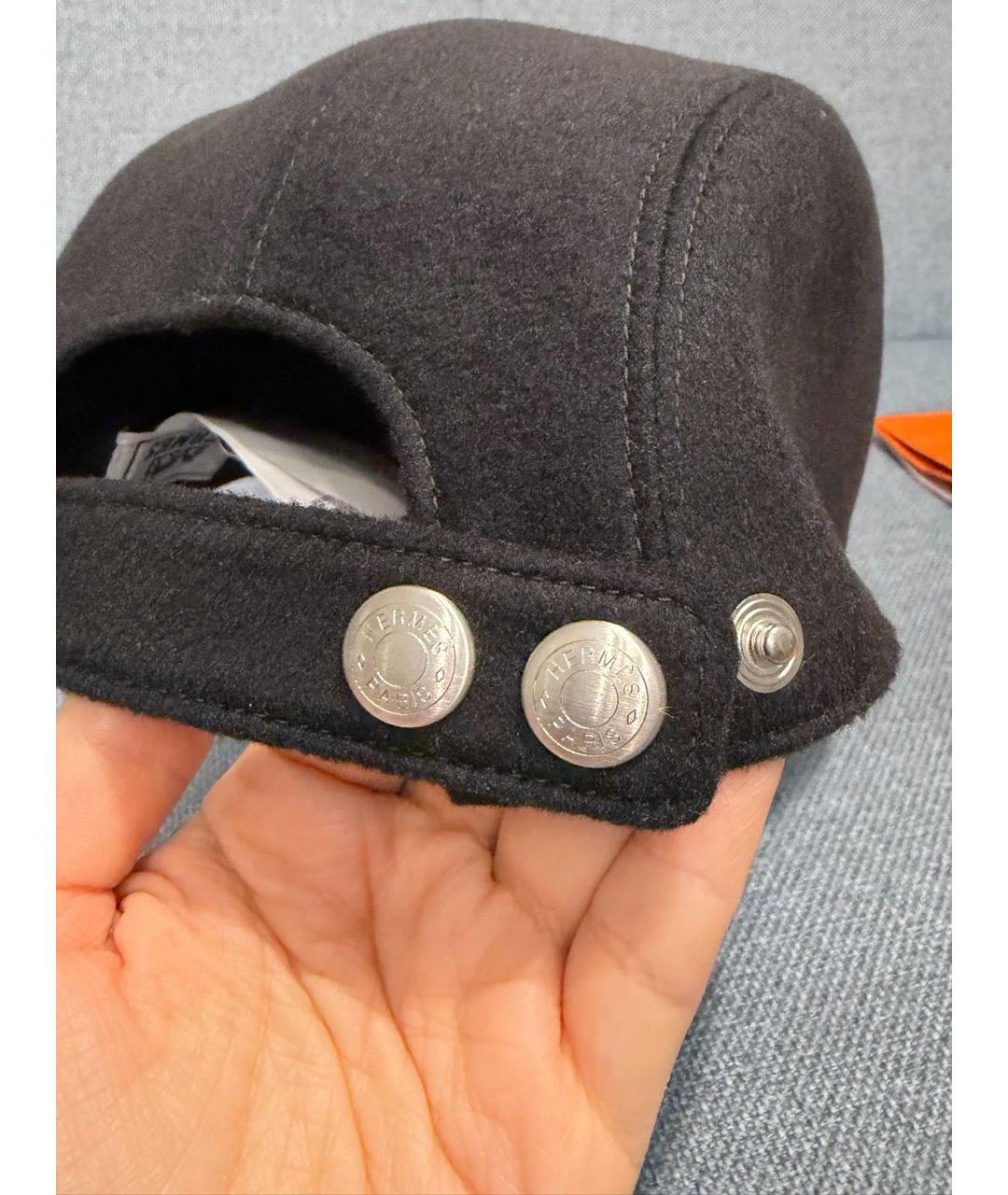 HERMES Черная кашемировая кепка/бейсболка, фото 2