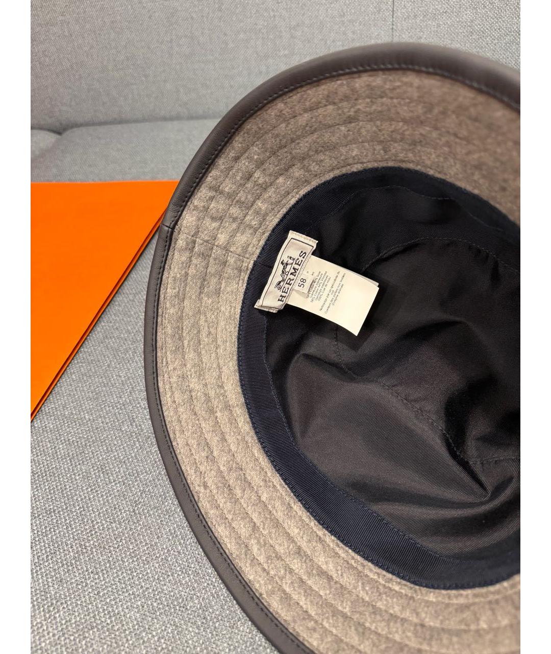 HERMES Серая кашемировая панама, фото 5