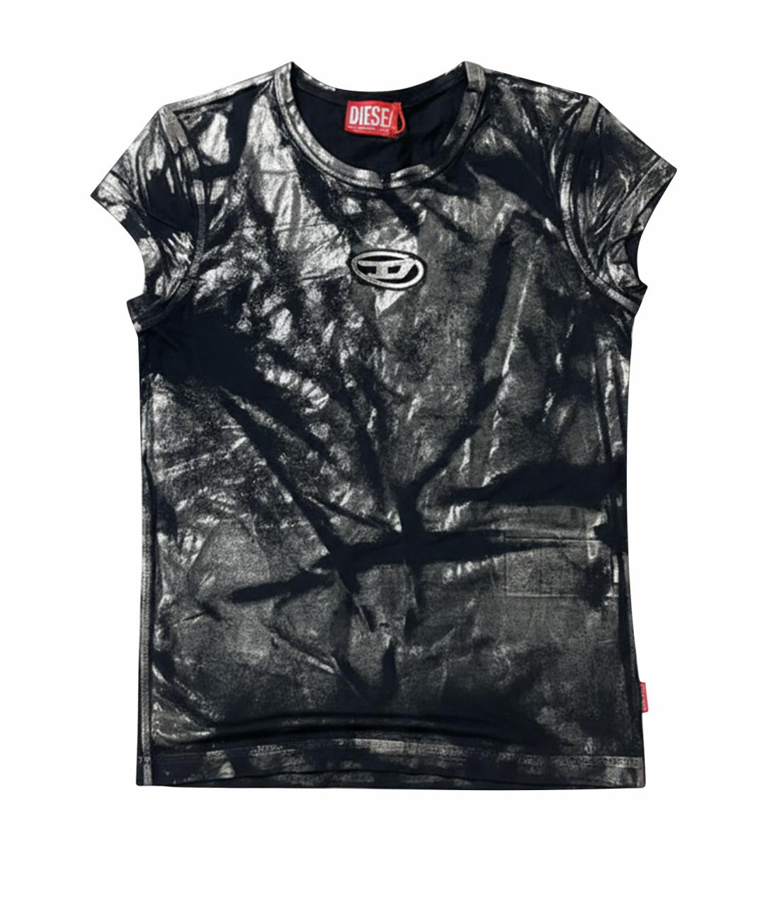 DIESEL Черная хлопко-эластановая футболка, фото 1