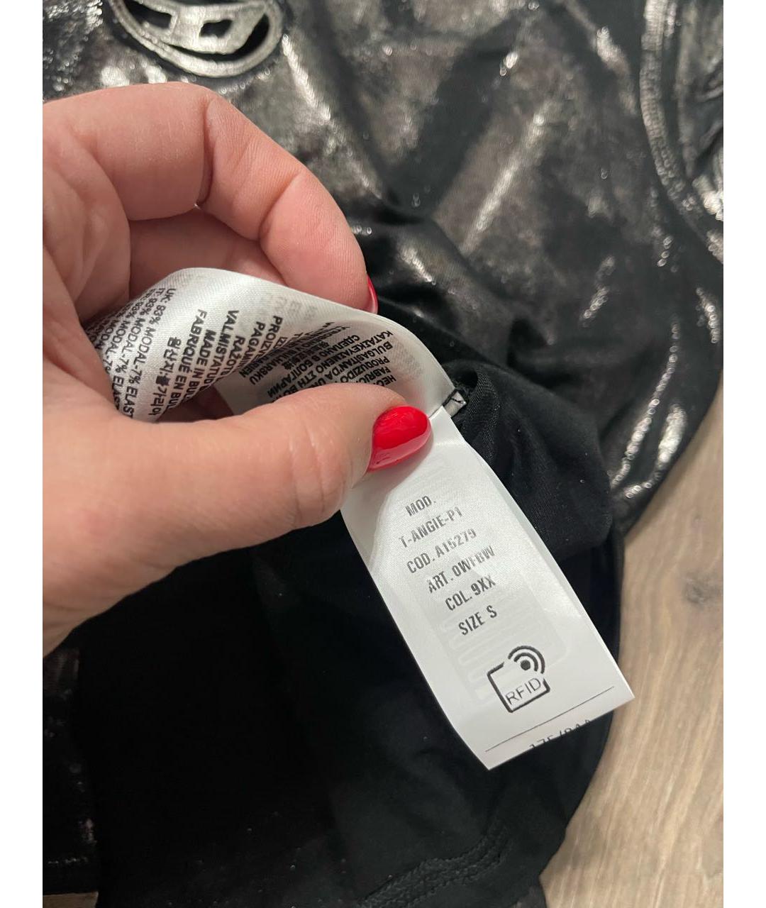 DIESEL Черная хлопко-эластановая футболка, фото 4