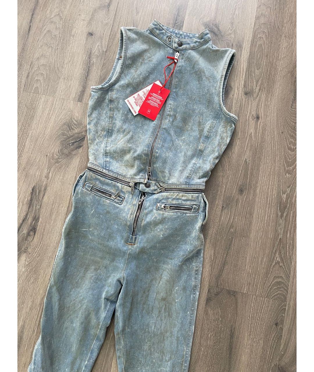 DIESEL Голубой хлопко-эластановый комбинезон, фото 3