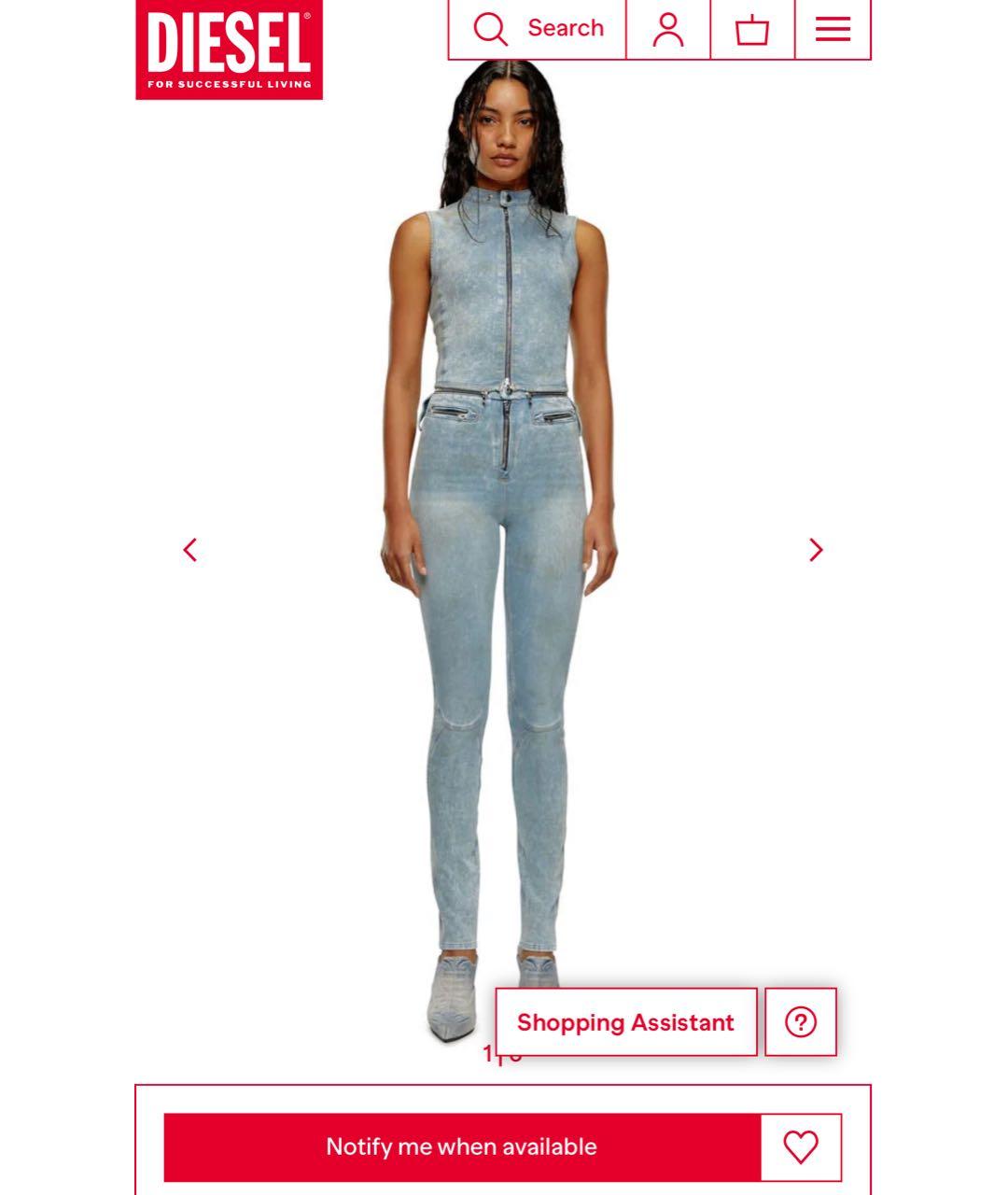 DIESEL Голубой хлопко-эластановый комбинезон, фото 2