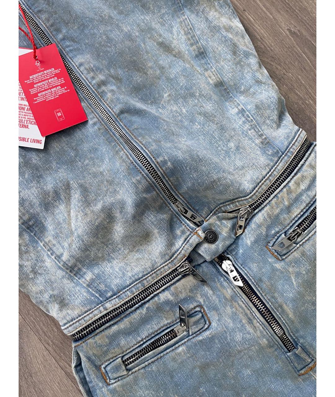 DIESEL Голубой хлопко-эластановый комбинезон, фото 4