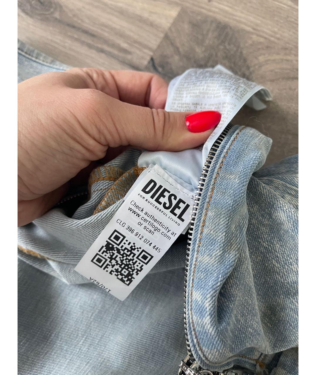 DIESEL Голубой хлопко-эластановый комбинезон, фото 6