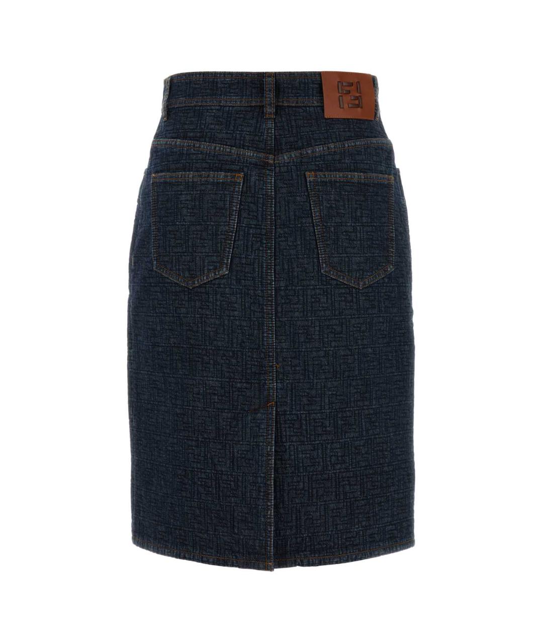 FENDI Темно-синяя хлопковая юбка миди, фото 2