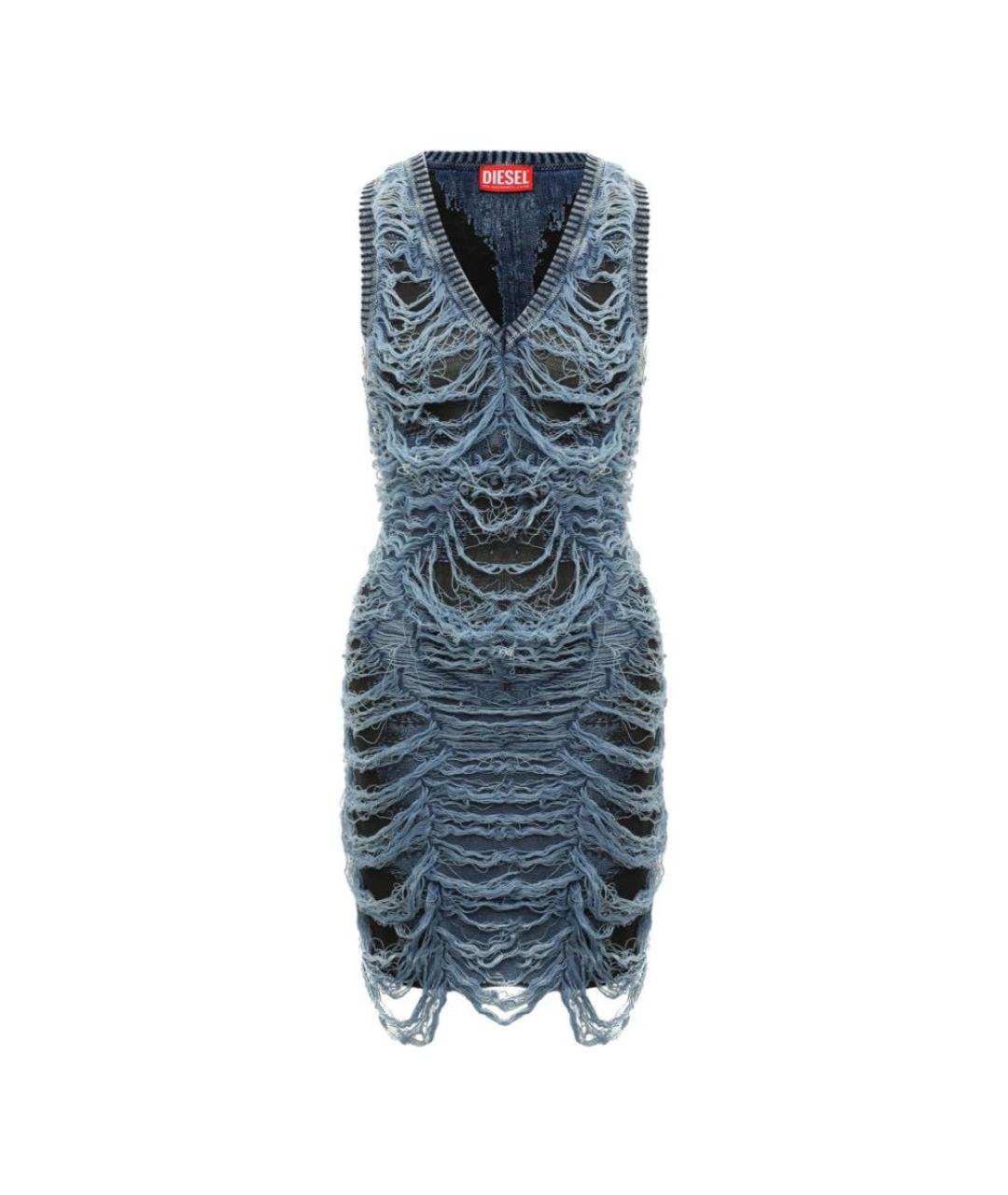 DIESEL Синее хлопко-эластановое повседневное платье, фото 1